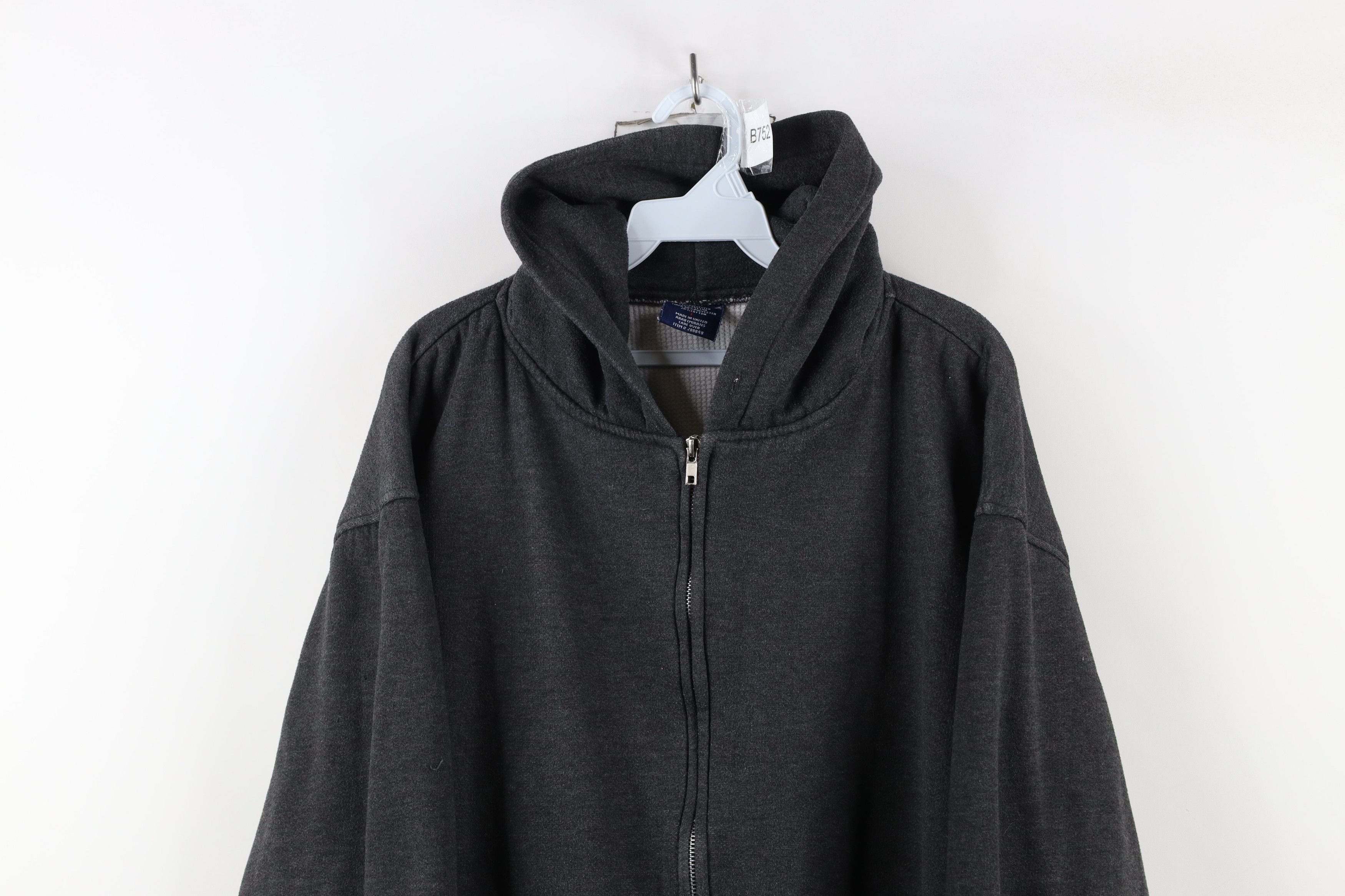 Vintage Vintage 90s Streetwear Heavy Thermal Waffle Knit Hoodie Size US L / EU 52-54 / 3 - 2 Thumbnail