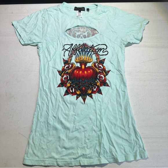 Affliction NEW AFFLICTION BLACK LABEL WOMEN’S TEAL T-SHIRT SZ LARGE L Size L / US 10 / IT 46 - 1 Thumbnail
