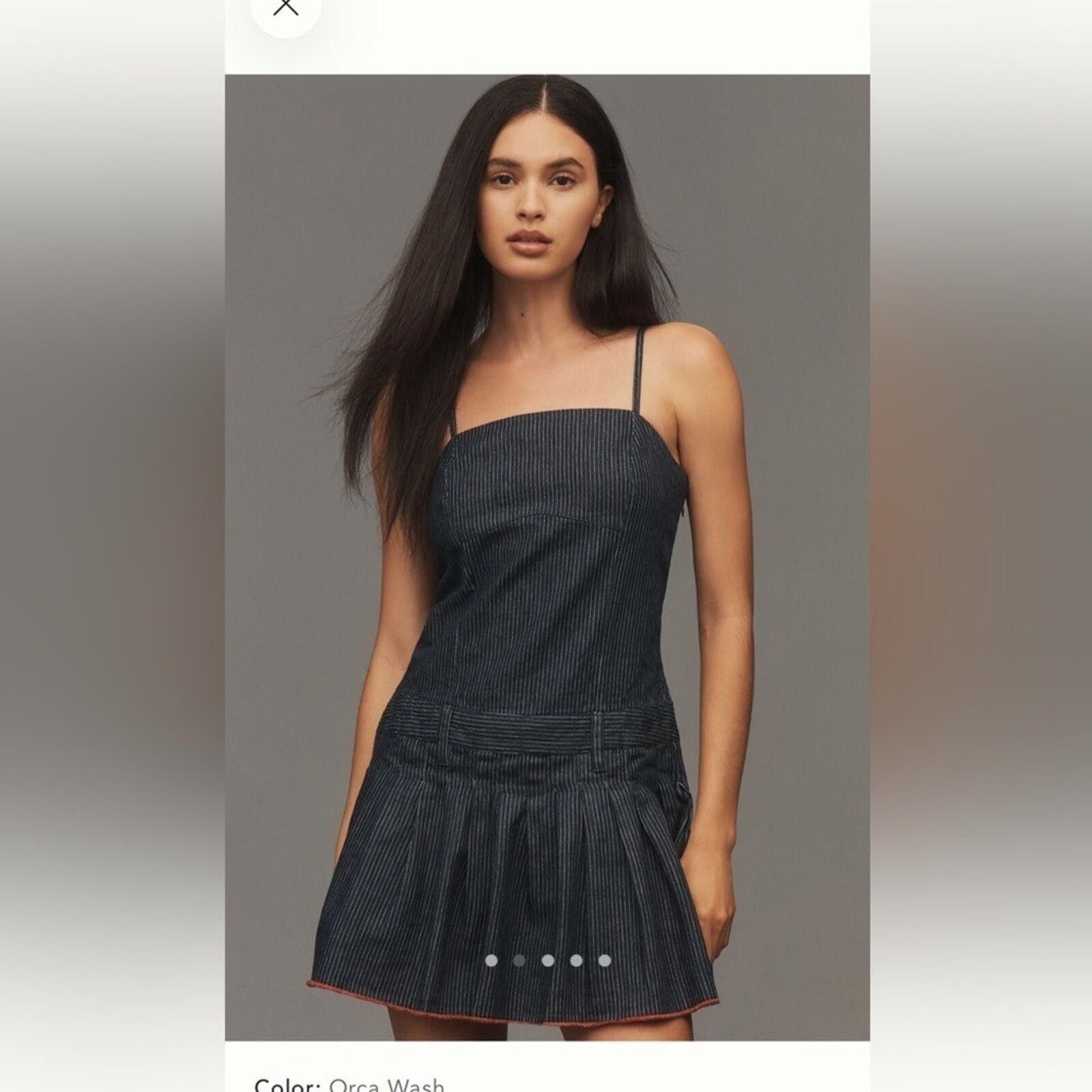 Other Anthro $158 Pilcro Striped Denim Sleeveless Romper, Size 4 Size 27" / US 4 / IT 40 - 1 Thumbnail
