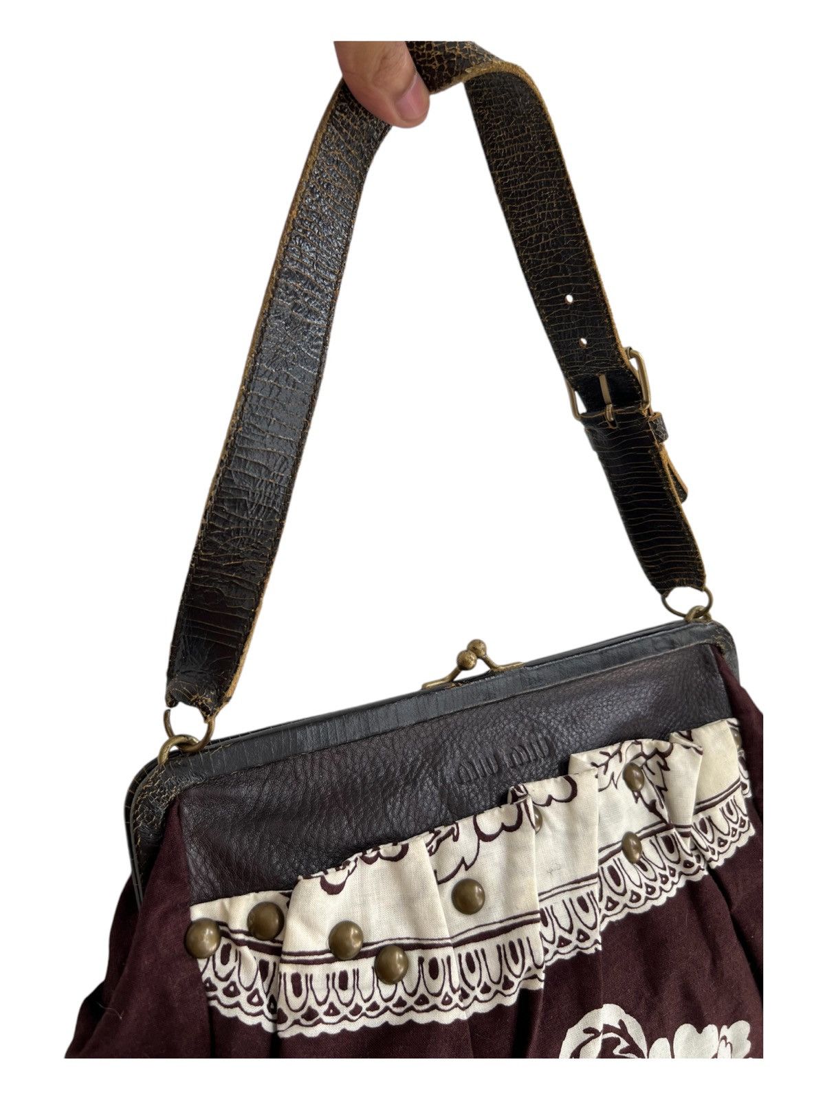Miu Miu Vintage MIU MIU Archive Studded Hybrid Leather Carry Bag Size ONE SIZE - 6 Thumbnail