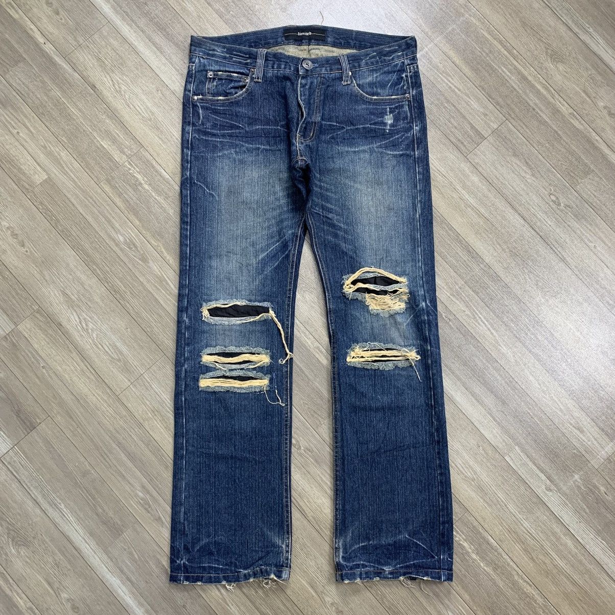 If Six Was Nine × Japanese Brand × Le Grande Bleu (L.G.B.) Crazy Limited Distressed Skull Jeans Goa Gothic Punk LGB Size US 35 - 12 Thumbnail