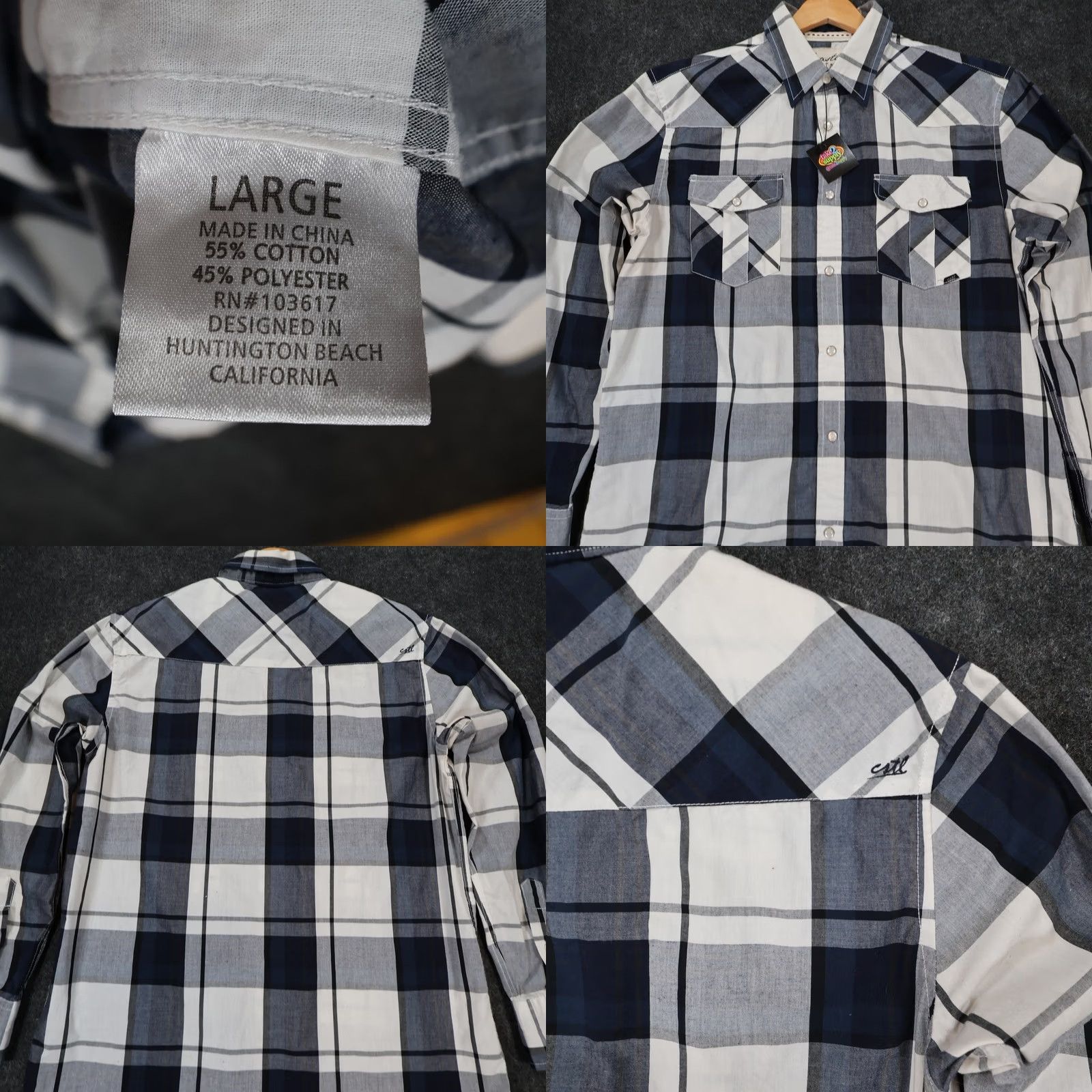 Vintage Coastal Button Up Shirt Mens Large Blue Plaid Excellent Western Yoke Snap Front Size US L / EU 52-54 / 3 - 8 Thumbnail