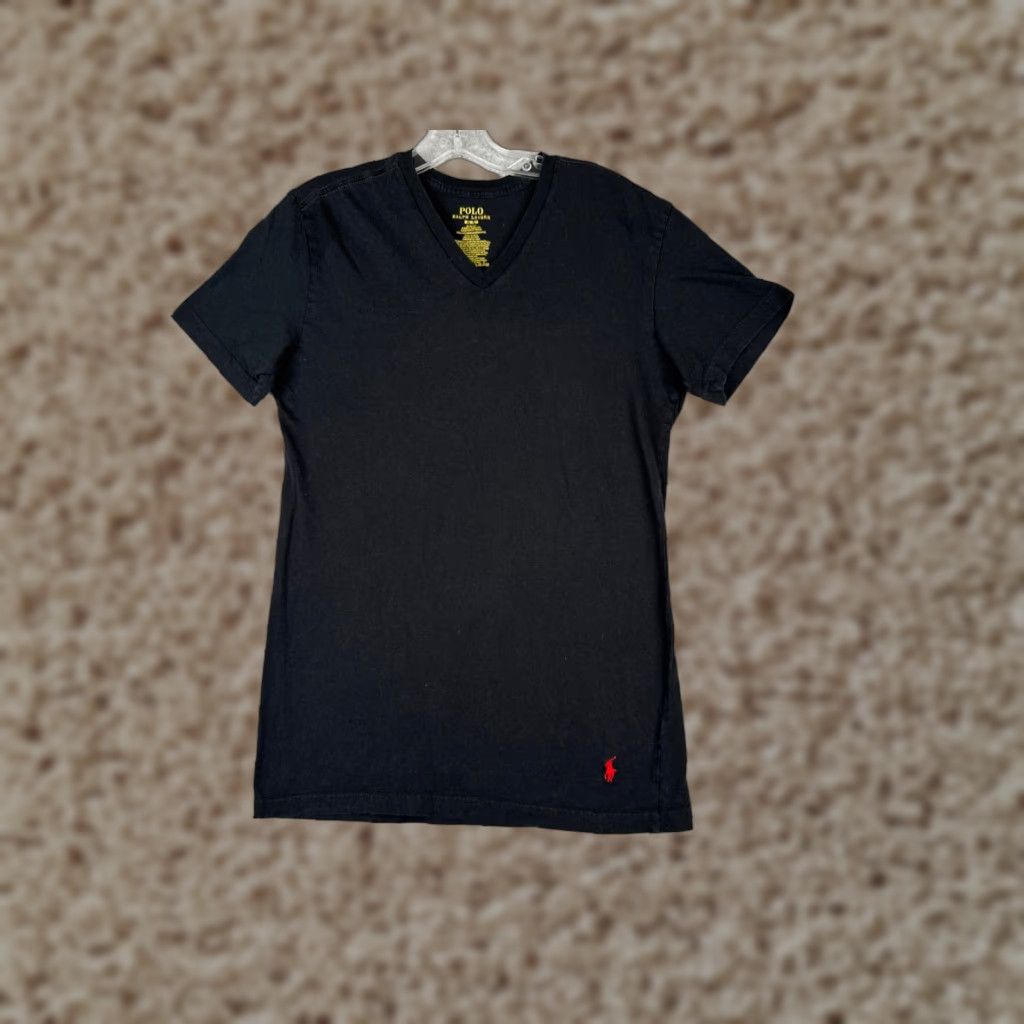 Polo Ralph Lauren Polo Ralph Lauren Slim Fit V-Neck Shirt Men’s Medium Black Short Sleeve Cotton Sports Size US M / EU 48-50 / 2 - 1 Thumbnail