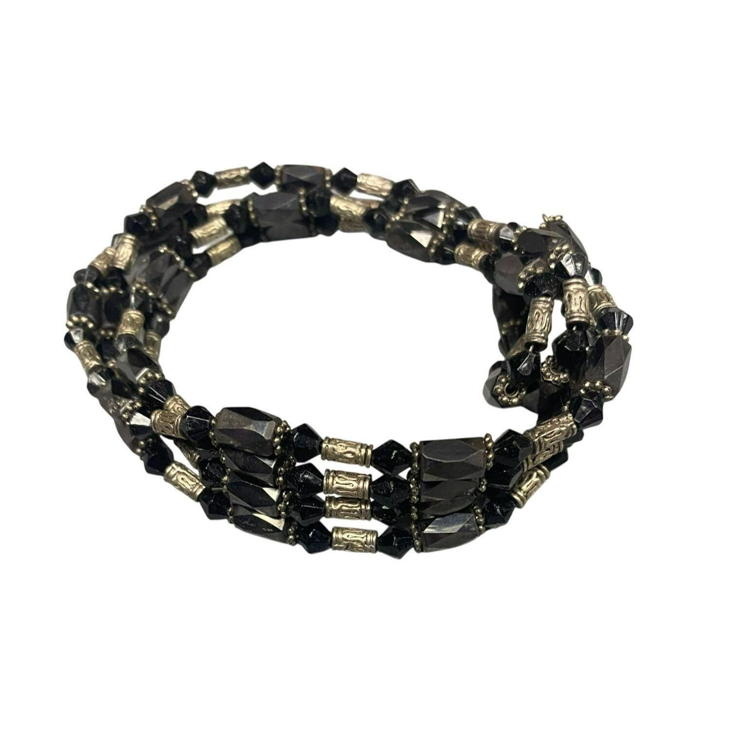 Other Vintage Black Hematite & Silver Beaded Magnetic Necklace Or Size ONE SIZE - 5 Thumbnail