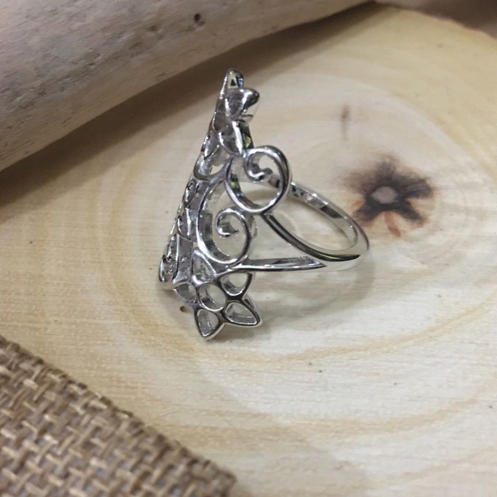 The Unbranded Brand Floral Filigree Sterling Silver Ring, Boho, Statement Size ONE SIZE - 4 Thumbnail
