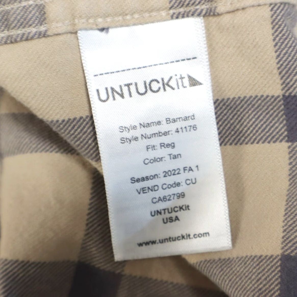 UNTUCKit Untuckit Barnard Flannel Cotton Plaid Button Up Shirt Tan Mens 2XL Size US XXL / EU 58 / 5 - 6 Thumbnail
