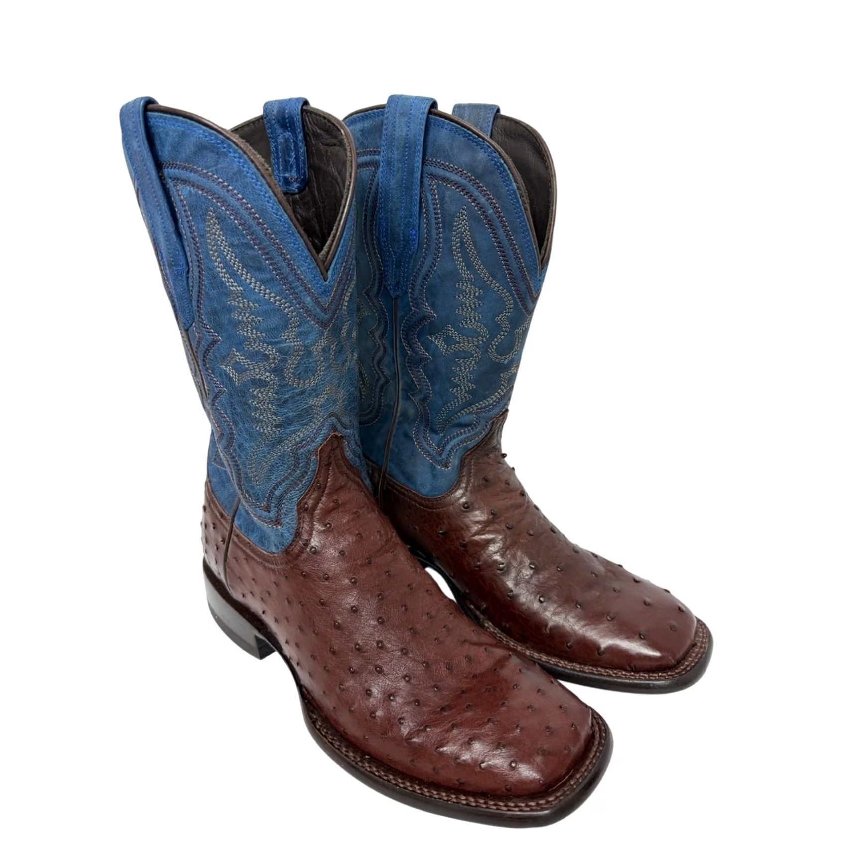 Tecovas NEW TECOVAS THE EMMITT II HAZELNUT DENIM FULL QUILL OSTRICH BOOTS 9D MEN'S READ Size US 9 / EU 42 - 3 Thumbnail