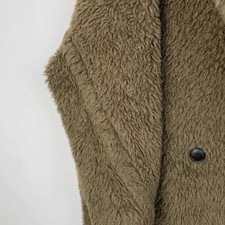 Max Mara Max Mara Dark Green Teddy Alpaca Lapel Coat Size M / US 6-8 / IT 42-44 - 4 Thumbnail