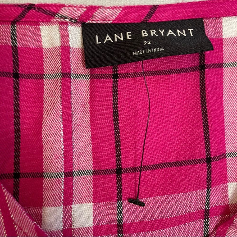 Other New Lane Bryant Classic Button-Down Tie-Hem Long Sleeve Pla Size 3XL / US 20-22 - 7 Thumbnail