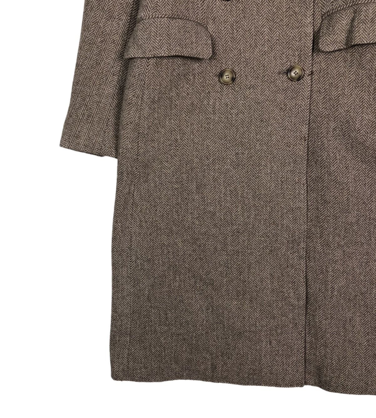 Japanese Brand 🔥RICH BROWN WOOL HERRINGBONE LONG JACKET ISSEY MIYAKE Size M / US 6-8 / IT 42-44 - 7 Thumbnail