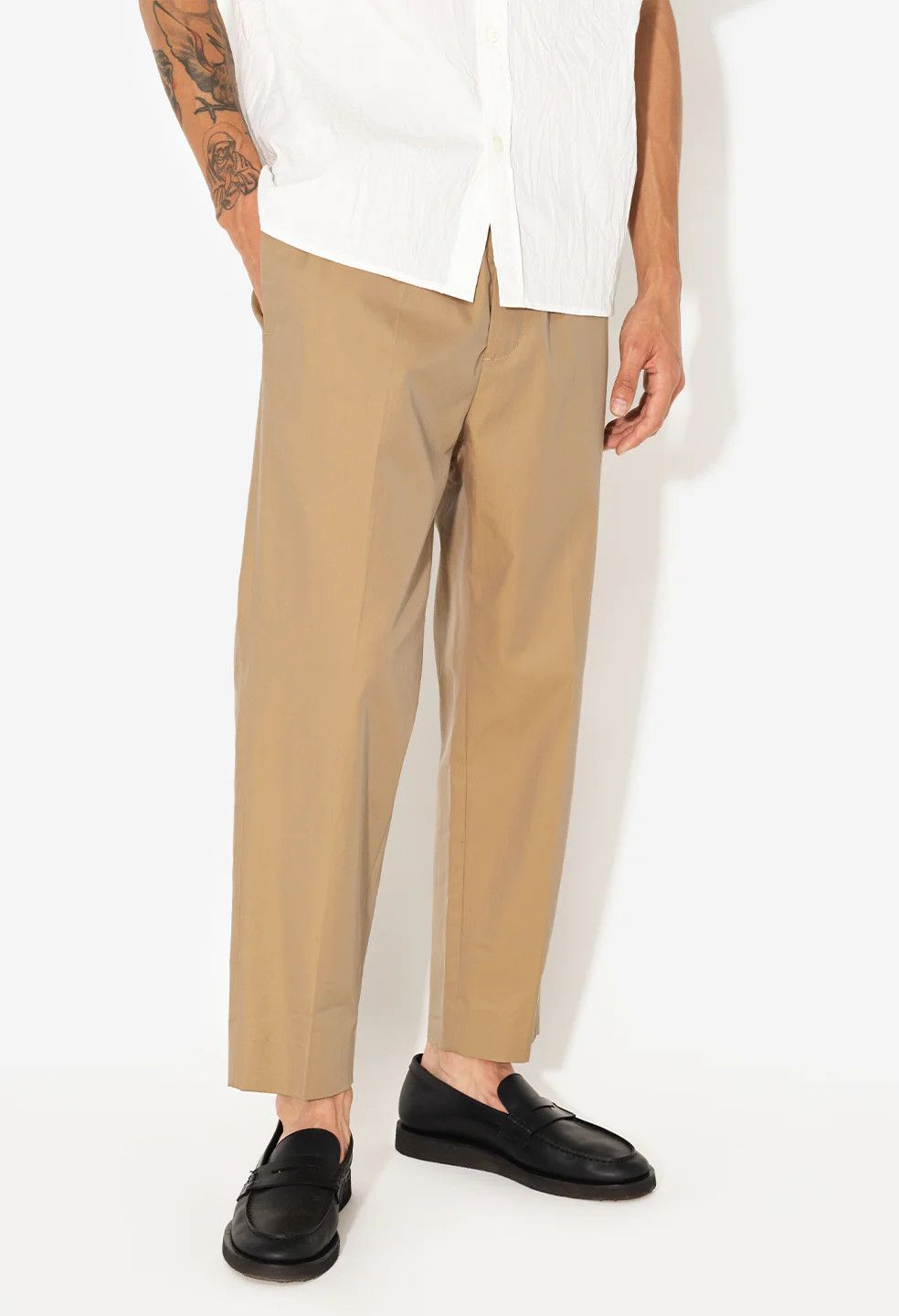 image of John Elliott Cropped Tech Trousers - Shark in Beige, Men's (Size 30)