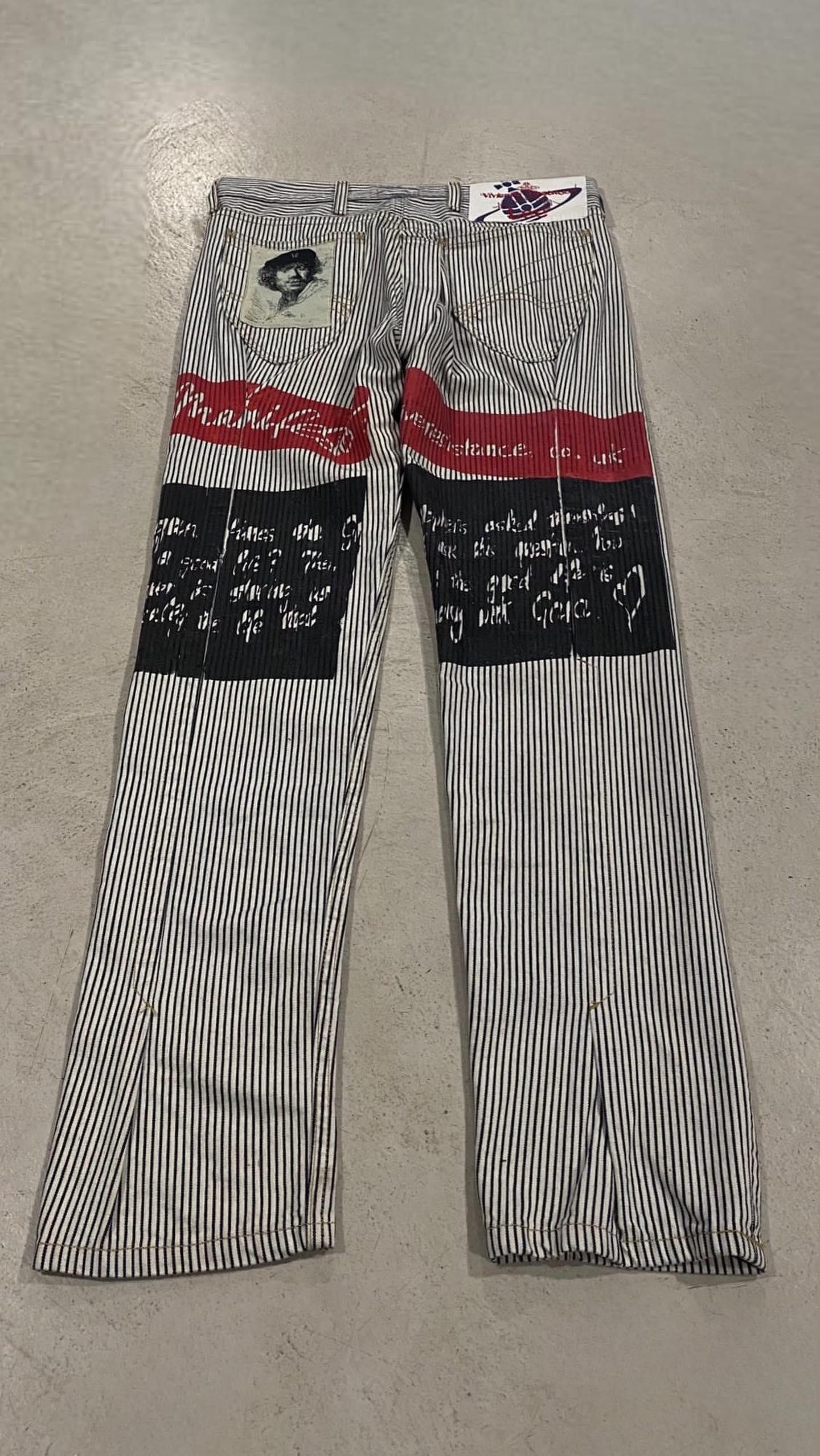 image of Lee x Vivienne Westwood Hickory Bondage Denim in White, Men's (Size 26)