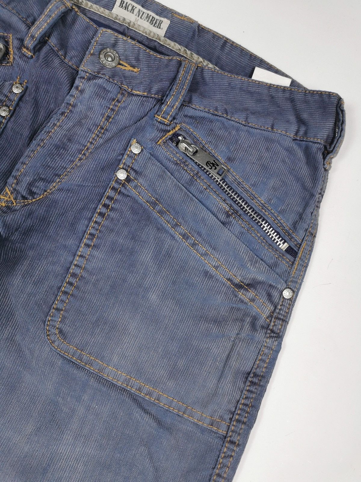 Japanese Brand Corduroy Back Number Japan Zipper Patch Pocket Jeans Size US 30 / EU 46 - 1 Thumbnail