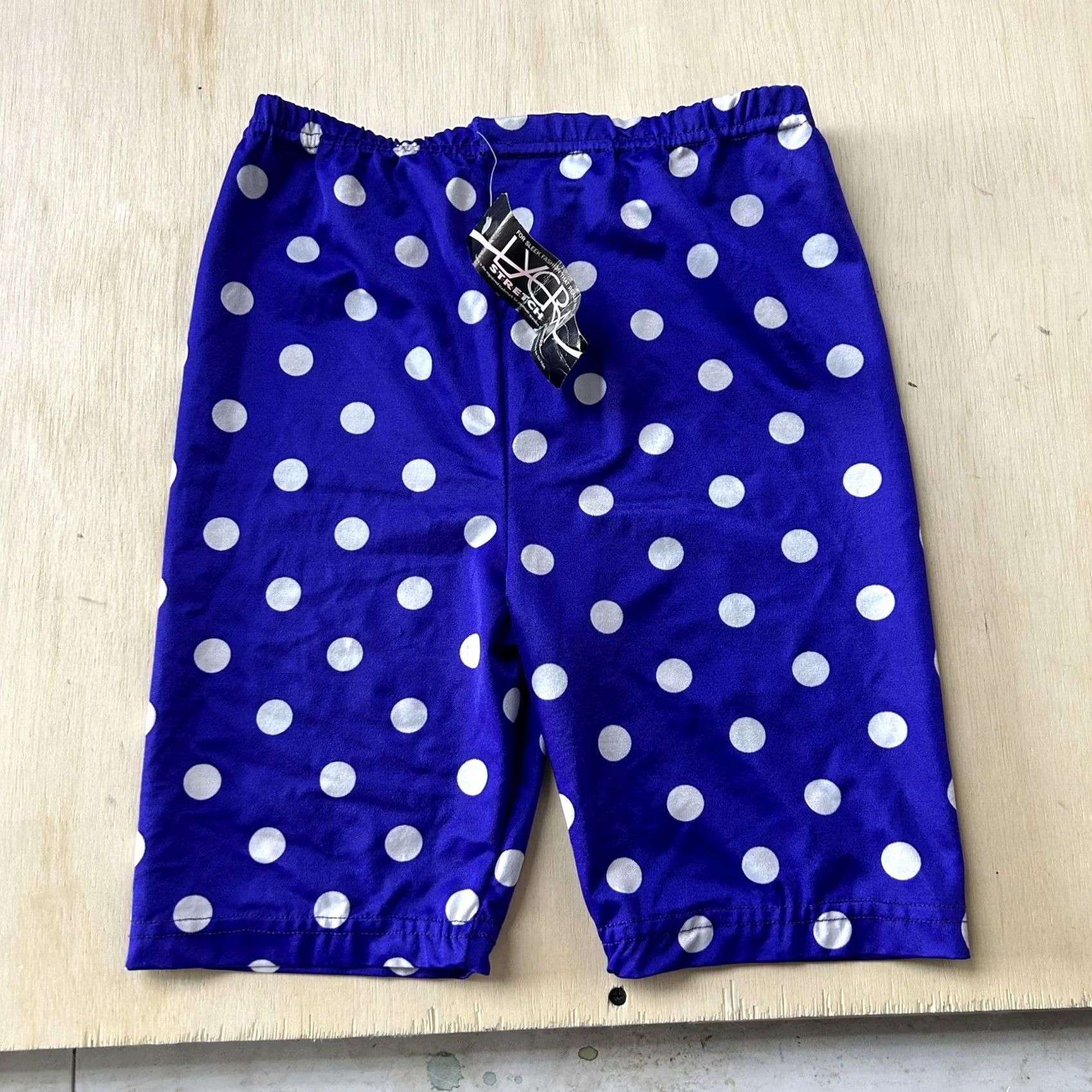 Vintage Lycra Womens Medium Blue Polka Dot Biker Shorts Stretch Pull On Activewear USA Size 32" / US 10 / IT 46 - 2 Thumbnail