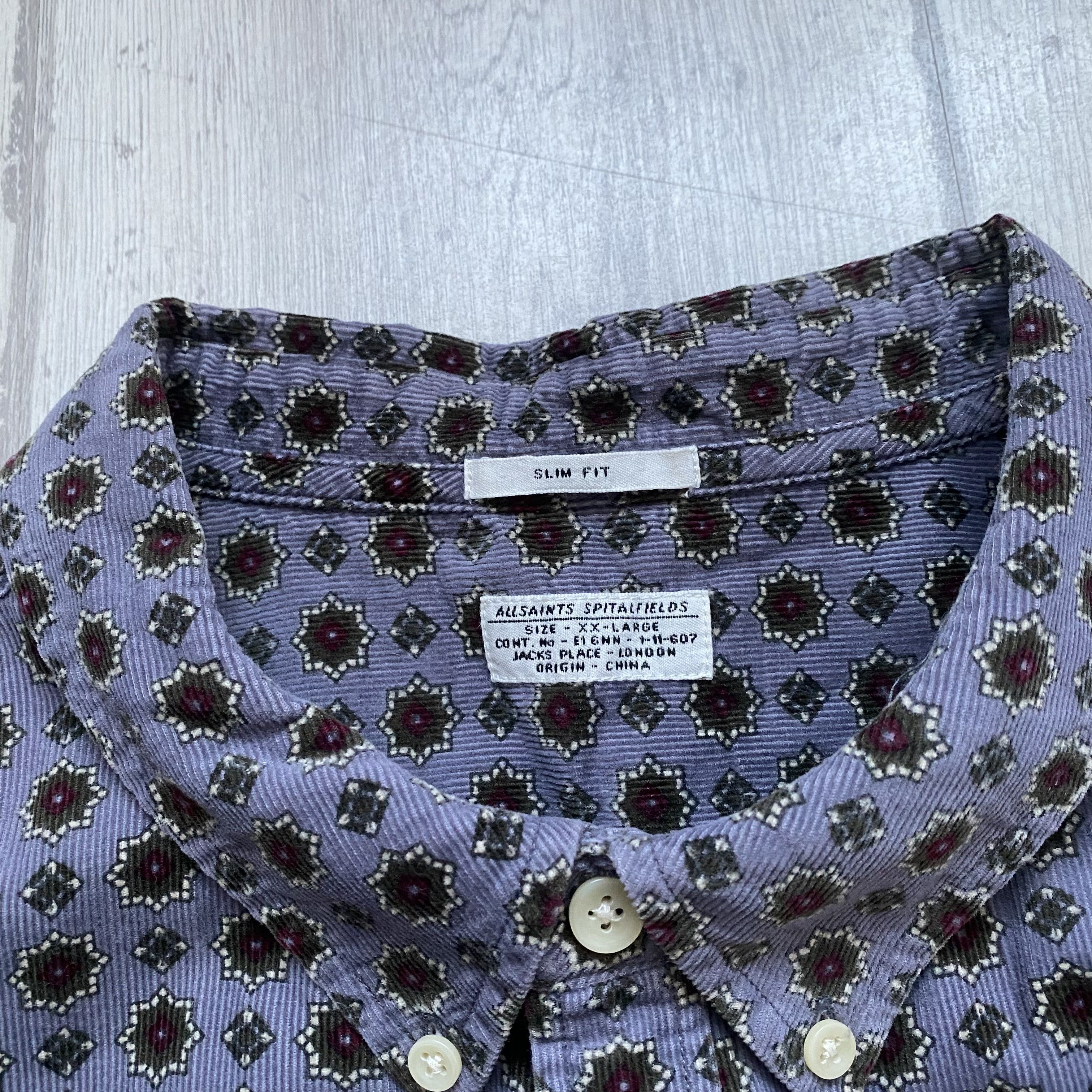 Allsaints 👔 Luxury Allsaint Shirt Corduroy Velvet monogram Size US XXL / EU 58 / 5 - 8 Thumbnail