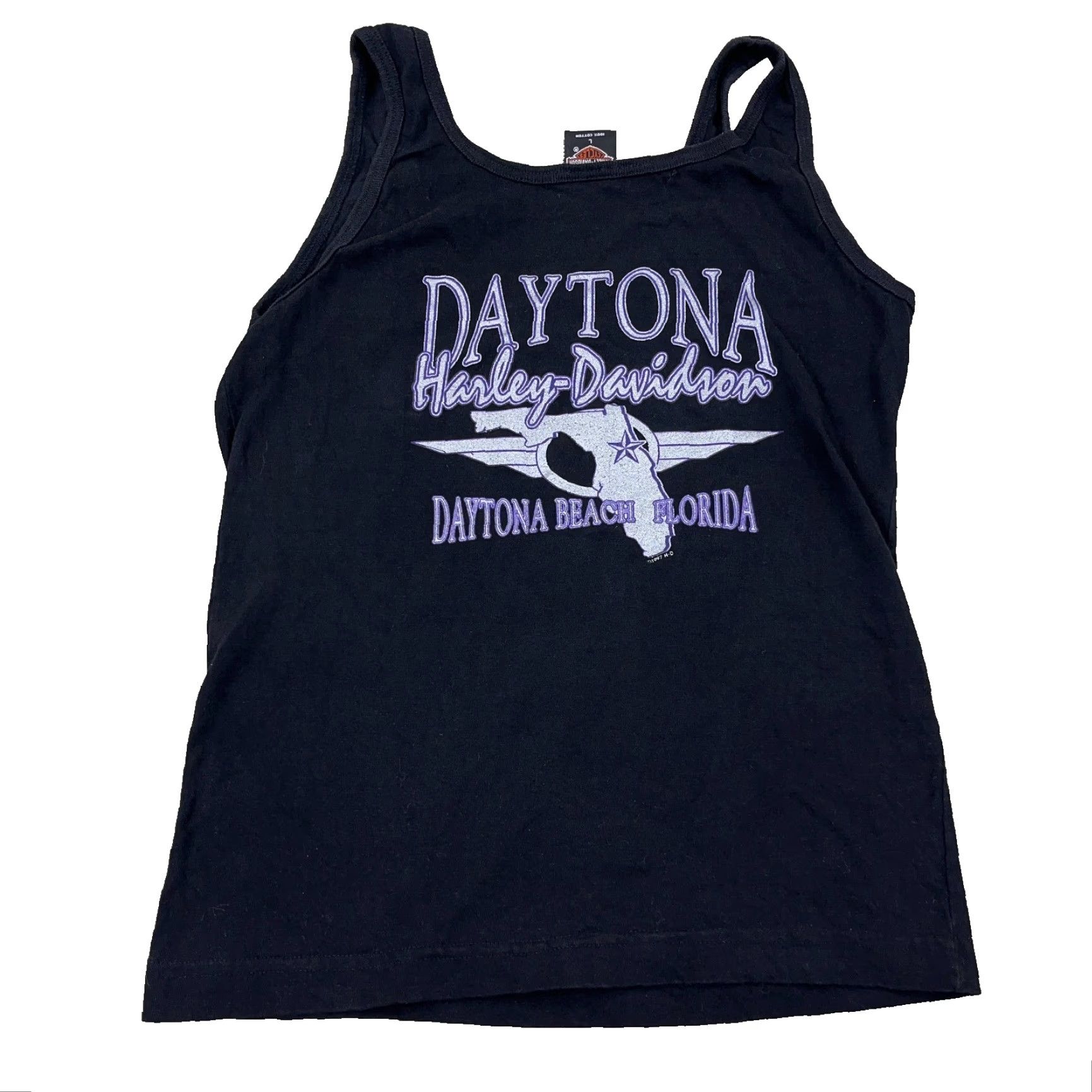 Harley Davidson VINTAGE Harley-Davidson Shirt Women L Black Tank Top 90s 1995 USA Florida Logo Graphi c Print All Seasons Casual Travel Workwear Size L / US 10 / IT 46 - 2 Thumbnail