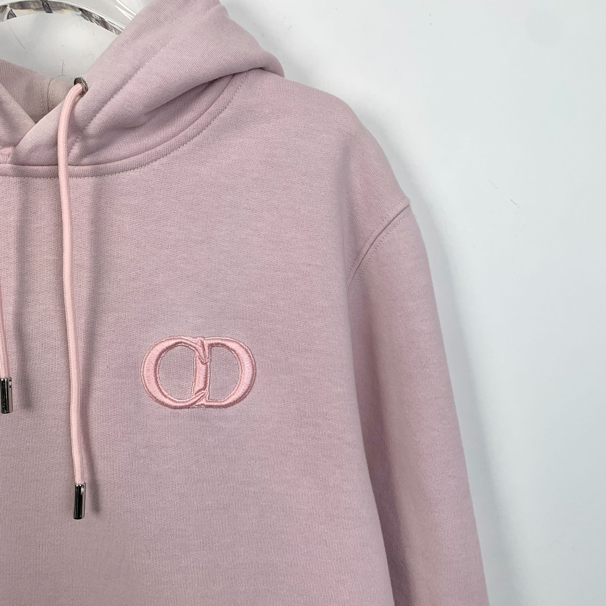 Dior Dior Pink Logo Embroidered Cotton Hooded Sweatshirt (Size L) Size L / US 10 / IT 46 - 7 Thumbnail