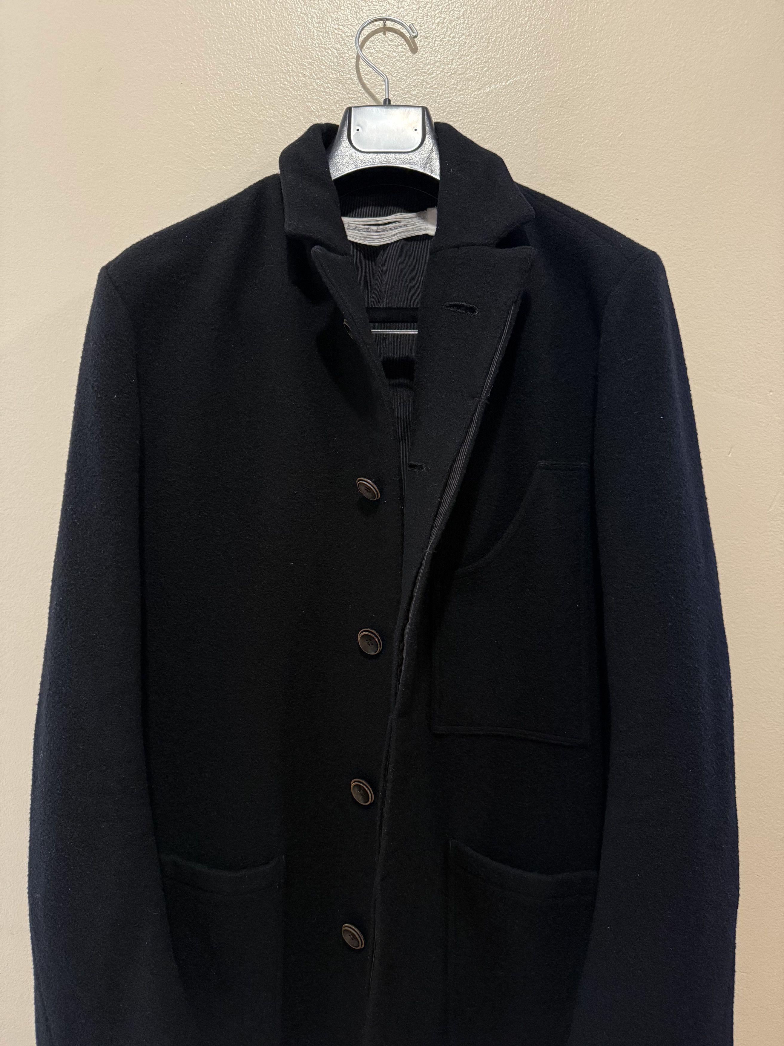 Individual Sentiments INDIVIDUAL SENTIMENTS - MENS BLACK WOOL CHESTER COAT CO41 Size US M / EU 48-50 / 2 - 3 Thumbnail
