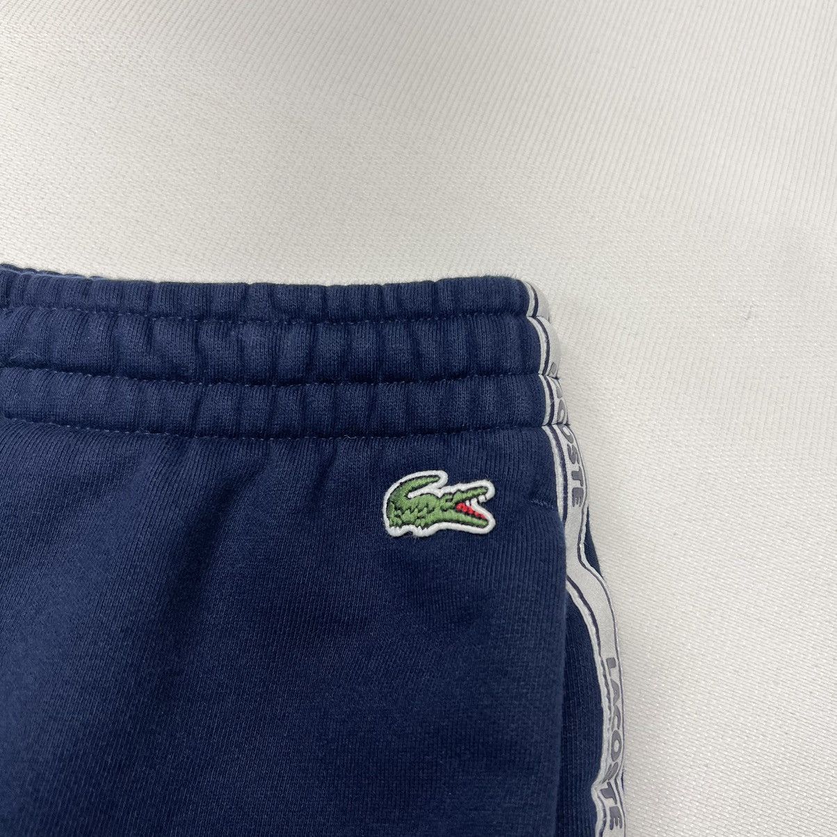 Lacoste Lacoste Sweat Shorts Blue Stripe Letter Logo Navy Drawstring Size US 36 / EU 52 - 2 Thumbnail