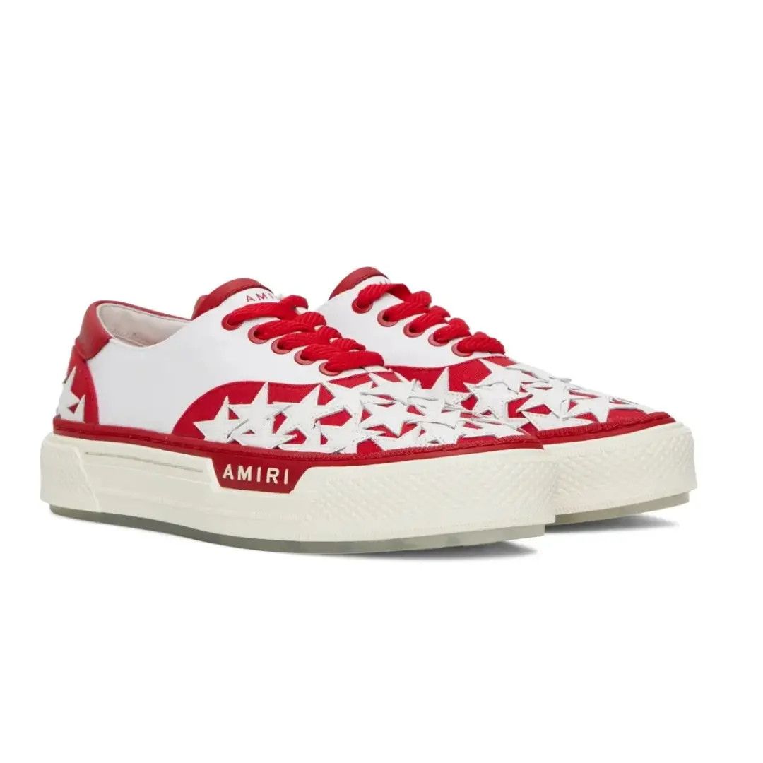 Amiri oc11z0225 Stars Court Low-Top Sneakers in White & Red Size US 7 / EU 40 - 4 Thumbnail