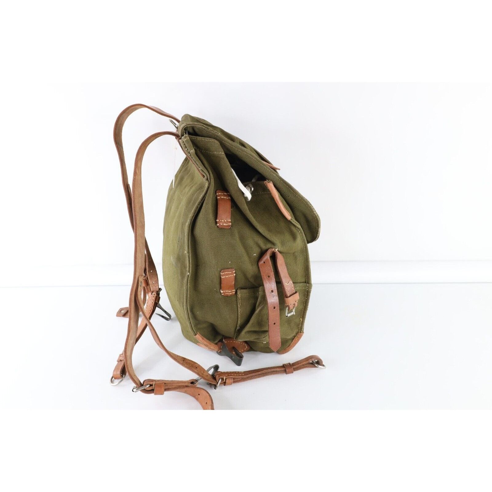 Vintage Vintage Romania Military Heavyweight Leather Trim Canvas Bag Size ONE SIZE - 7 Thumbnail