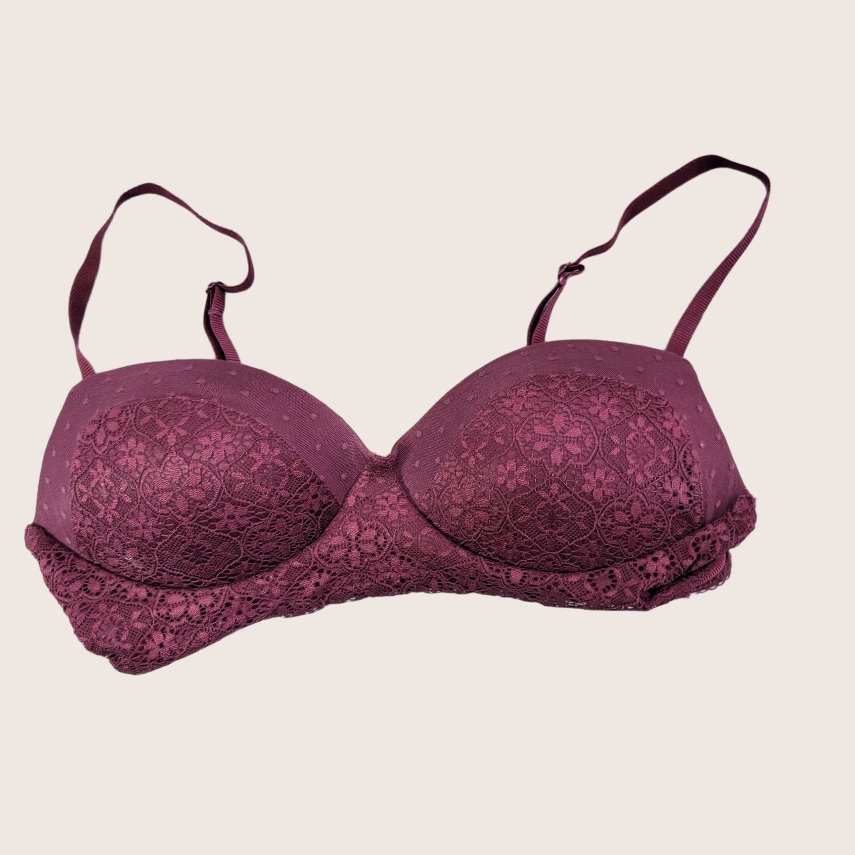 Victoria's Secret Victoria's Secret Bra Womens L Purple Push Up Lace Underwire Padded Floral Size ONE SIZE - 1 Thumbnail