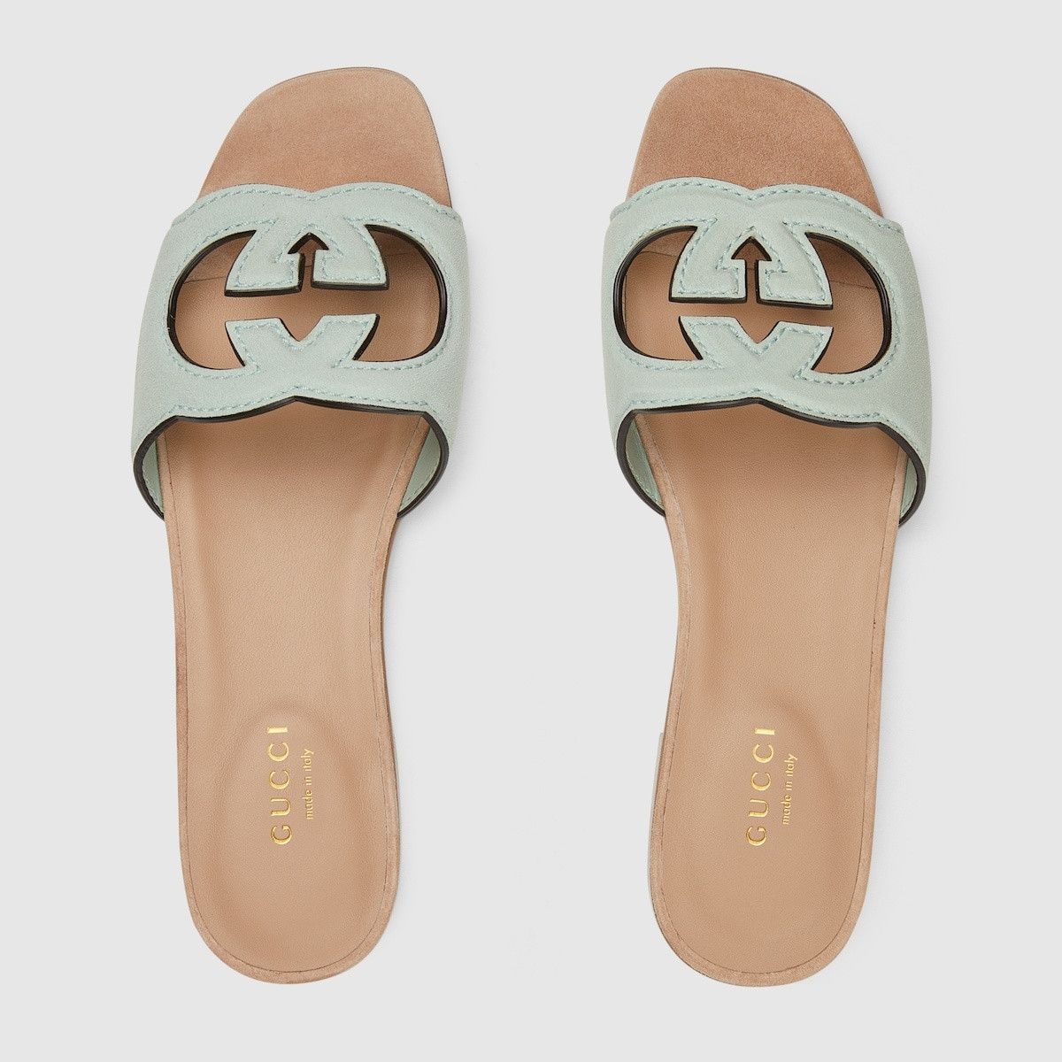 Gucci oc11z1025 Interlocking G Cut-Out Sandals in Pale Green Size US 9.5 / IT 39.5 - 4 Thumbnail