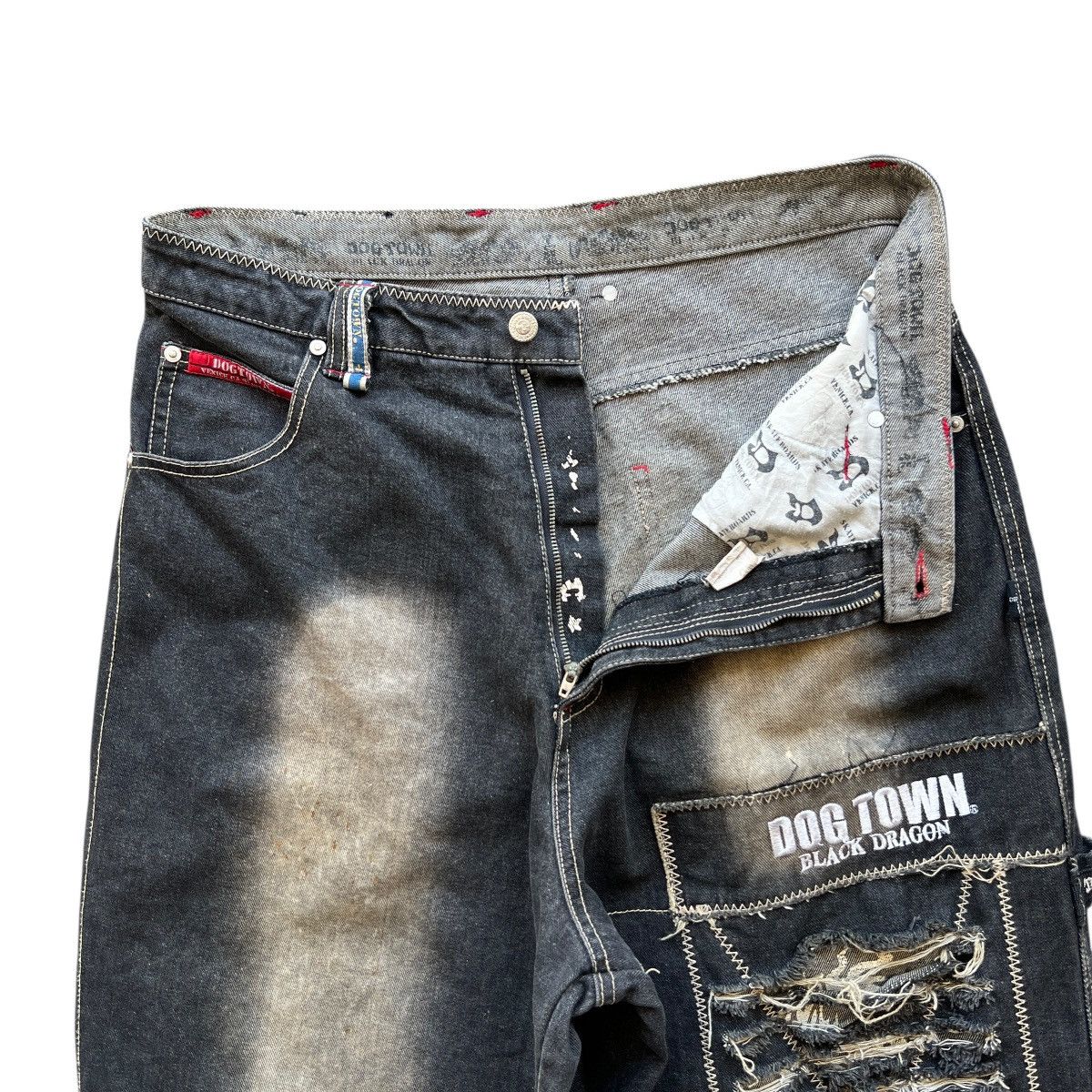 Dogtown 🔥 Vintage Dogtown Black Dragon Skateboards Denim Jeans Size US 32 / EU 48 - 13 Thumbnail