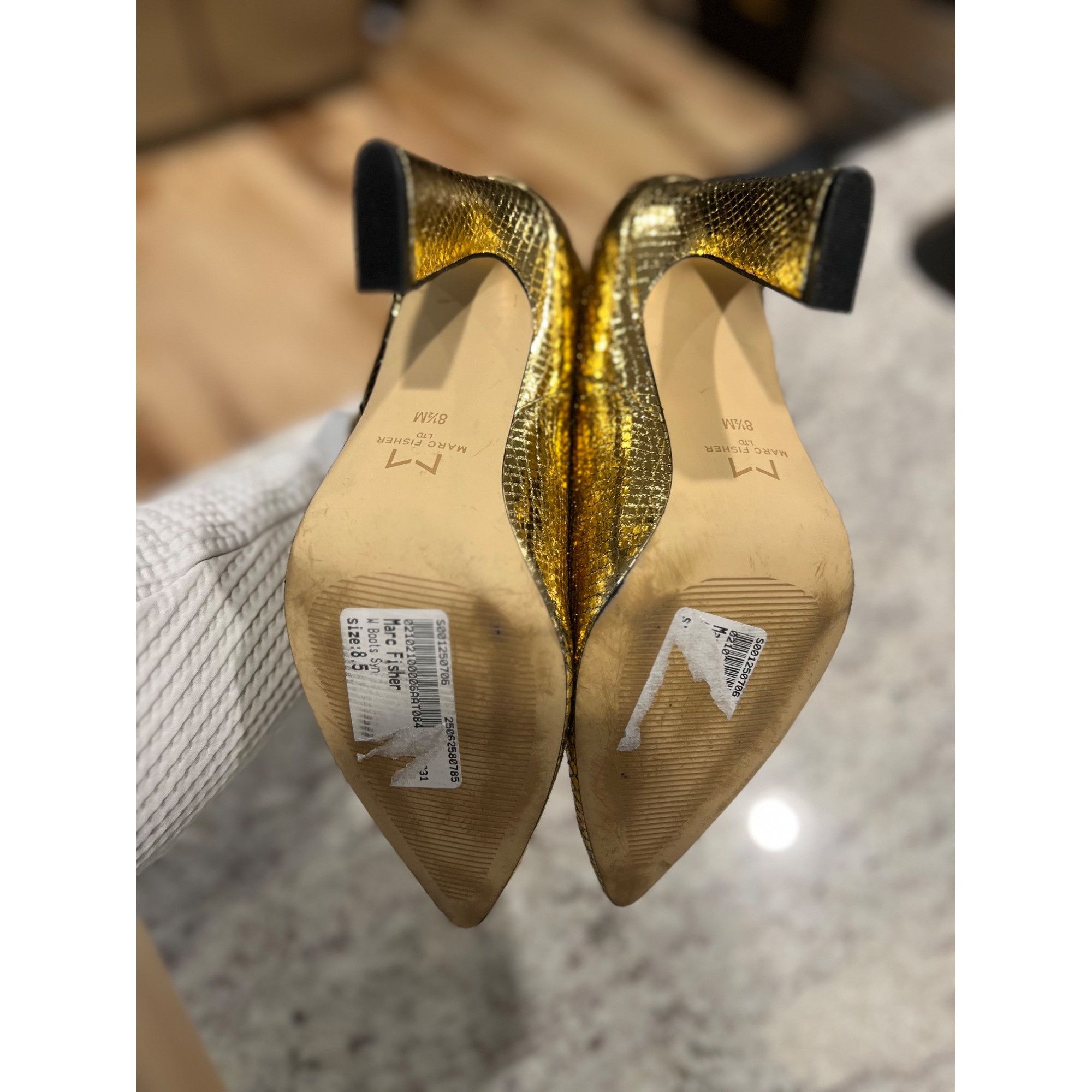 Marc Fisher Marc Fisher Women's Masina Gold High Heel Booties - Size 8.5 Size US 8.5 / IT 38.5 - 6 Thumbnail