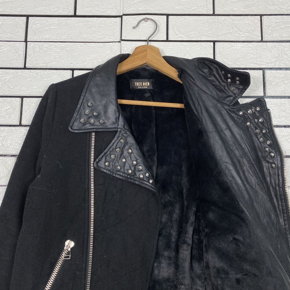 Japanese Brand Vintage Biker Jacket Double Collar Blanket Tres Bien Size US M / EU 48-50 / 2 - 13 Thumbnail