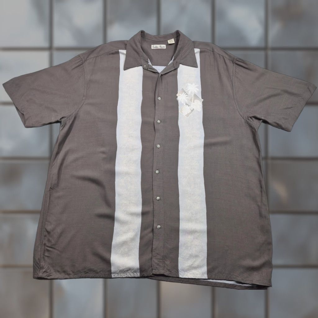 Vintage Hollis River Button Up Shirt Mens 2XLT Brown Striped Hawaiian Aloha Casual Shirt Size US XXL / EU 58 / 5 - 1 Thumbnail