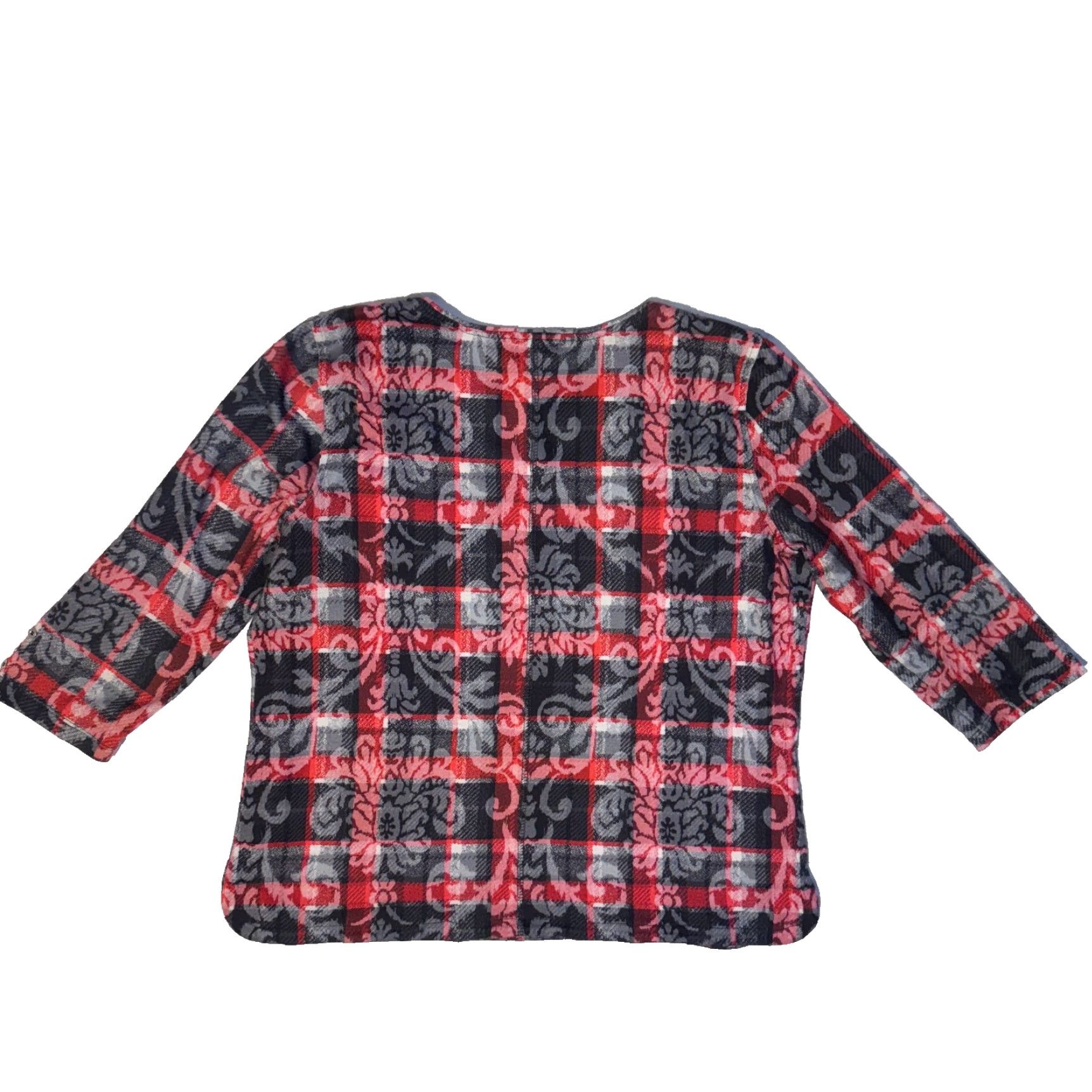 Vintage Allison Daley T-Shirt Knit Plaid Paisley Rhinestone Tunic Top L Red Casual Logo 3/4 Sleeve Cotton Polyester Modern Womens Regular Size L / US 10 / IT 46 - 8 Thumbnail