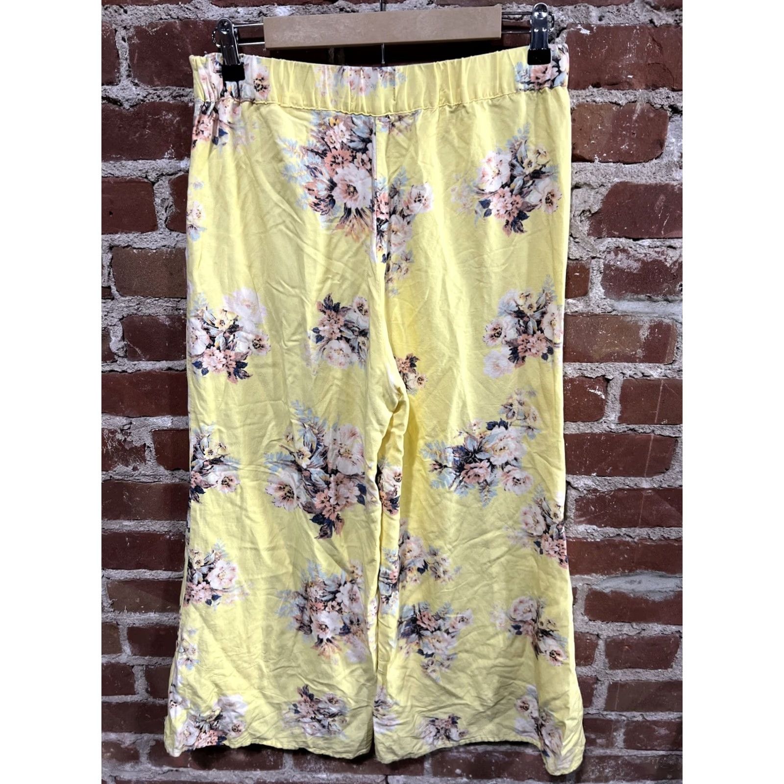 Anthropologie Anthropologie Women Pants Floral Yellow Wide-Leg 6 Size 28" / US 6 / IT 42 - 3 Thumbnail