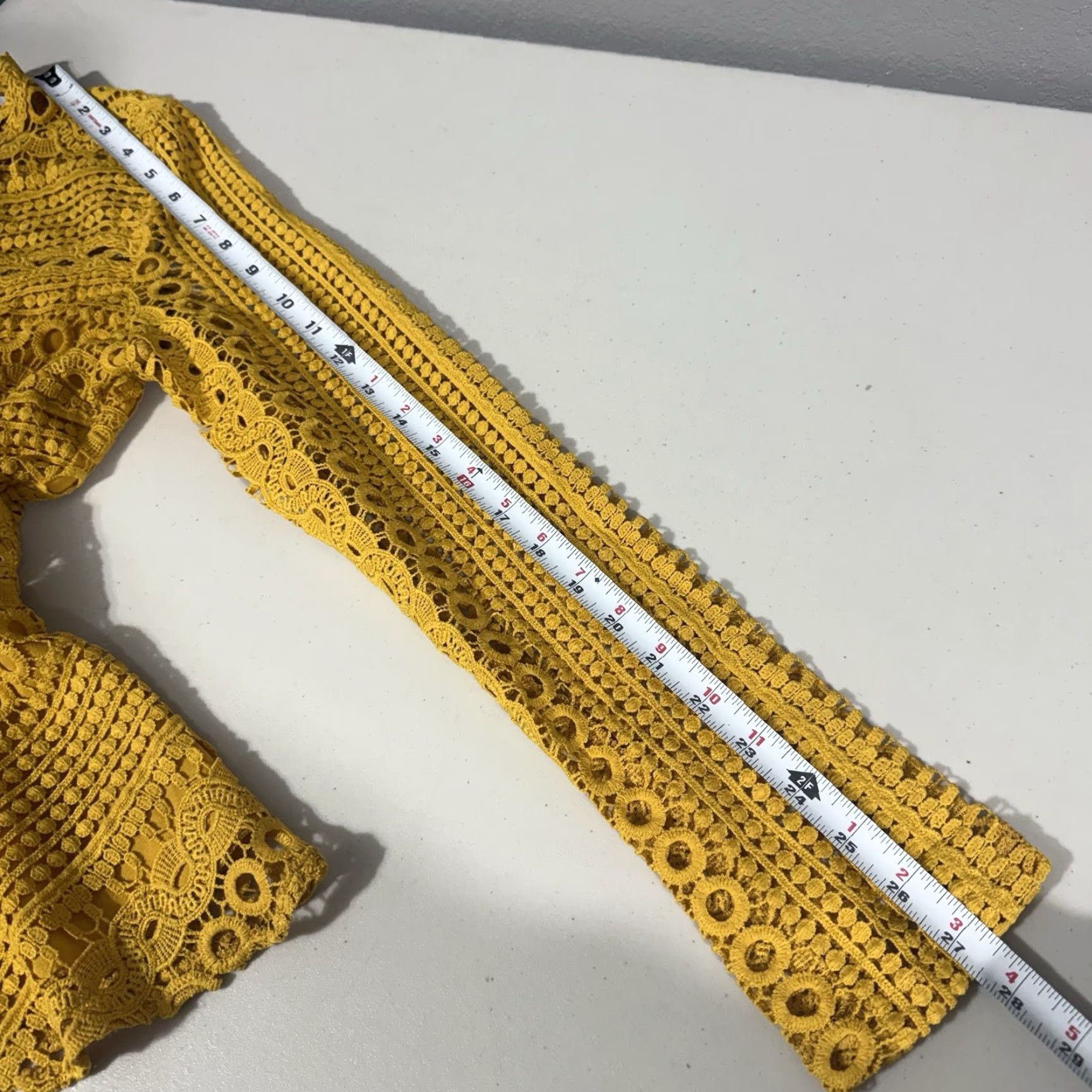 Vintage Endless Rose Shirt Lined Long Sleeve Yellow Crochet Lace Blouse S Womens Fit Regular Size S Size S / US 4 / IT 40 - 3 Thumbnail