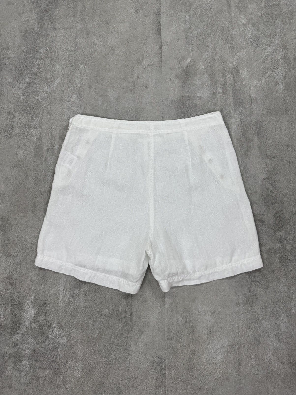 Designer BUSNEL Linen Shorts White Lino Summers Bermuda Womens Sz. 38 Size 26" / US 2 / IT 38 - 3 Thumbnail
