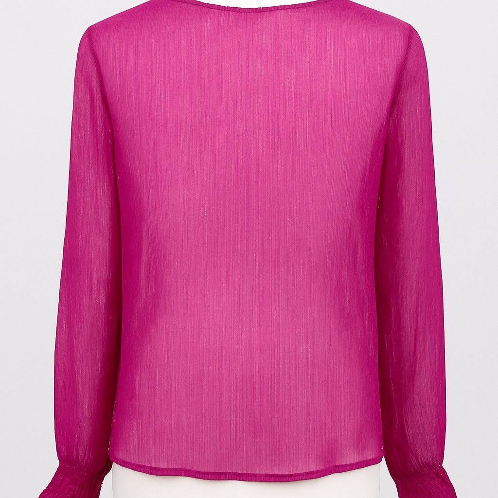Sears Simply Styled by Sears Sheer XL Fuschia Pink Long Sleeve Blo Size XL / US 12-14 / IT 48-50 - 5 Thumbnail