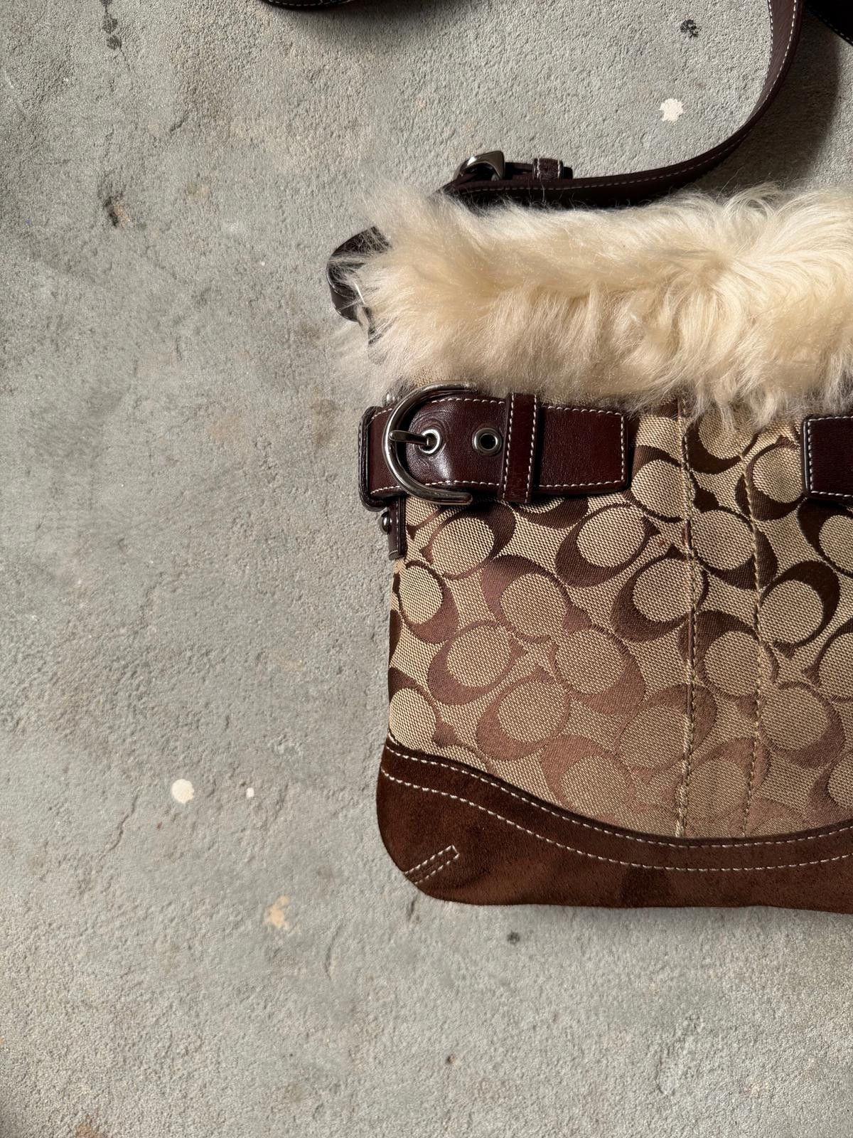 Coach Coach Signature Shearling Fur Shoulder Bag Beige/Brown Size ONE SIZE - 2 Thumbnail
