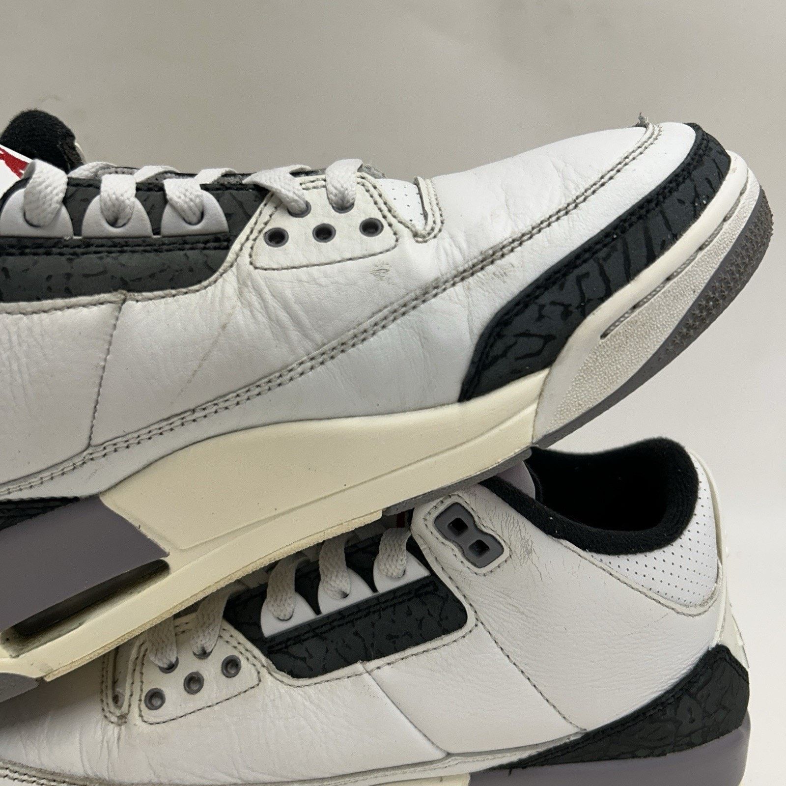 Nike Nike Air Jordan 3 Retro “Cement Grey White Fire Red” Size US 9 / EU 42 - 8 Thumbnail