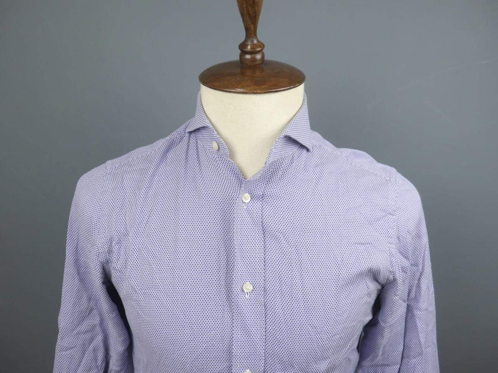 Designer Boggi Milano Blue Geometric Button-Up Shirt Size 38 Size US M / EU 48-50 / 2 - 12 Thumbnail