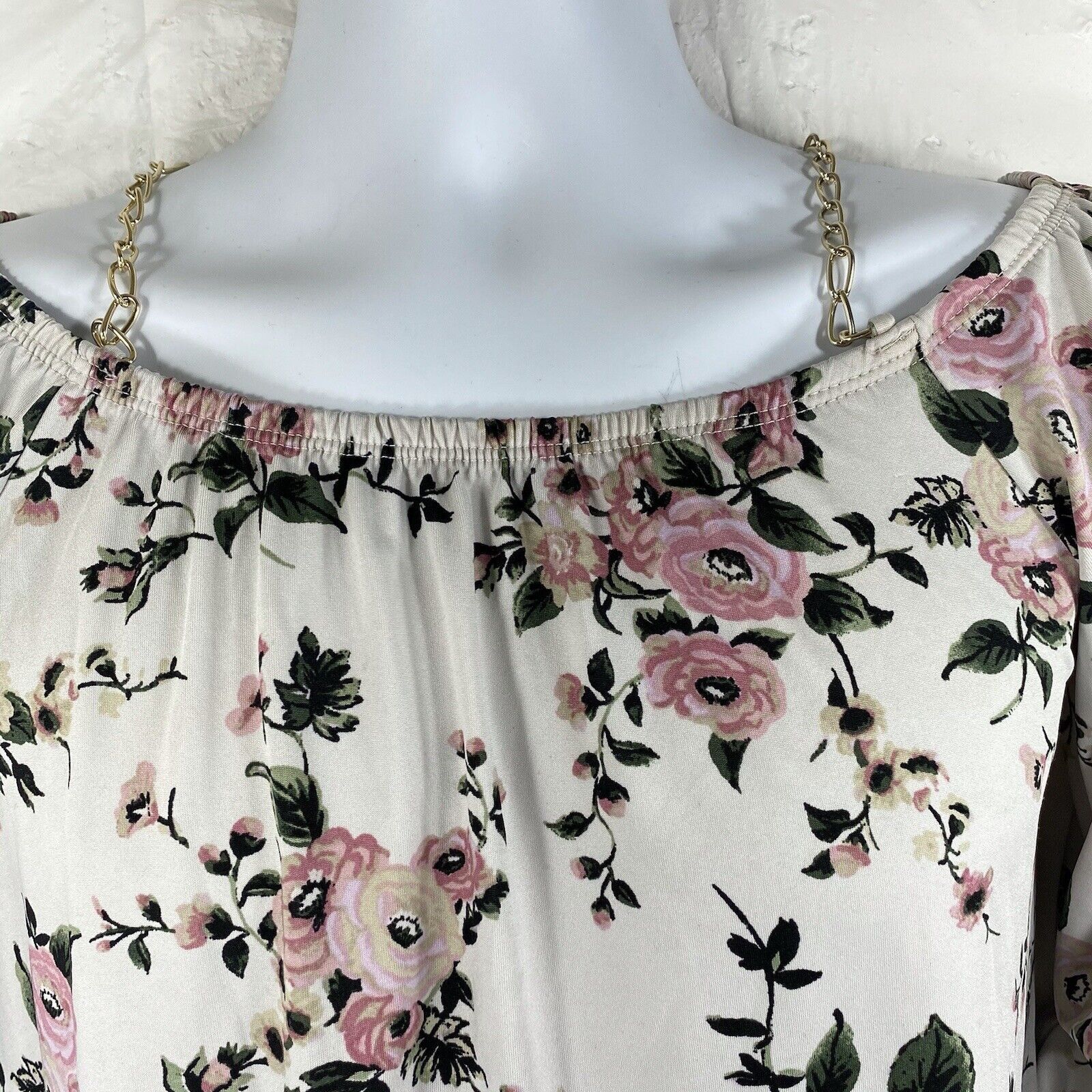 Other First Love Medium Floral Off Shoulder Chain Strap Blouse Size M / US 6-8 / IT 42-44 - 2 Thumbnail