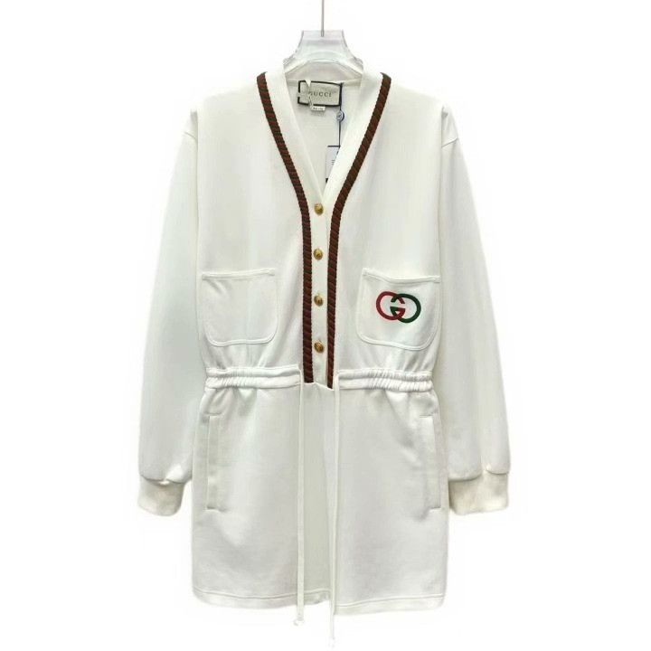 Gucci Gucci V-Neck Logo Embroidered Dress Size S / US 4 / IT 40 - 1 Thumbnail