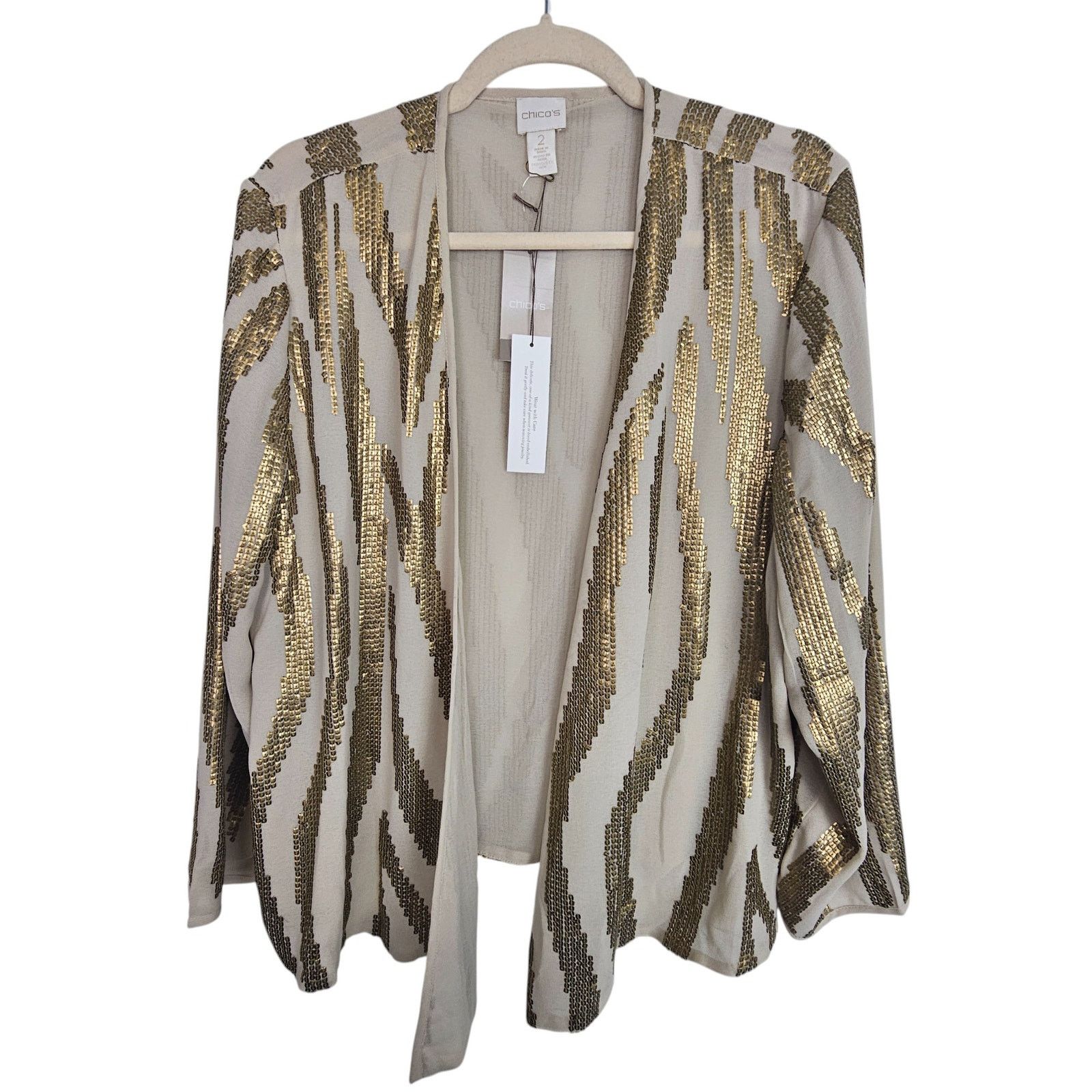 Chicos Chicos Sequin Zebra Print Cardigan Embellished Artisan Size L / US 10 / IT 46 - 1 Thumbnail