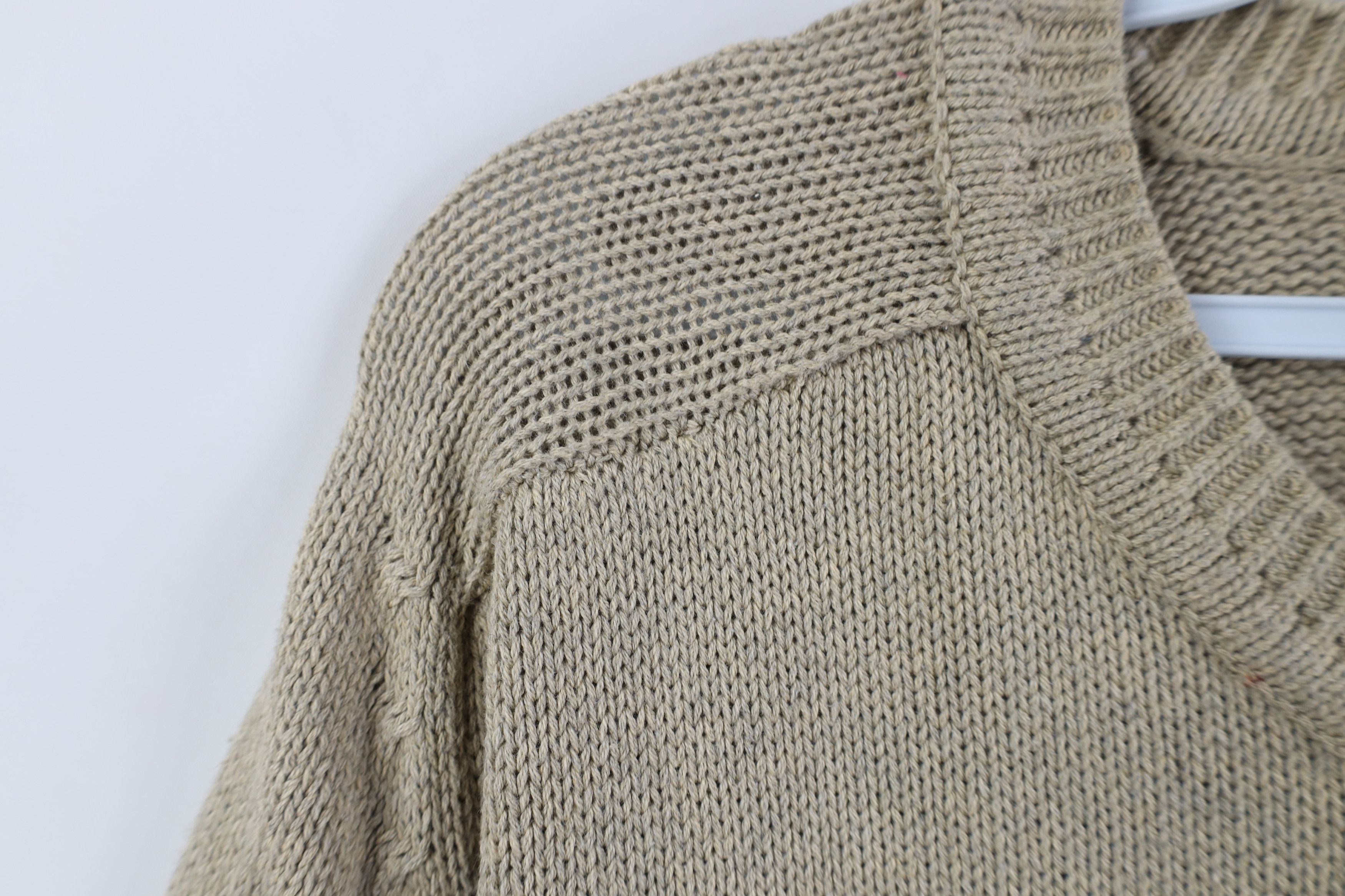 Vintage Vintage 90s Streetwear Cotton Ribbed Knit V-Neck Sweater Tan Size US L / EU 52-54 / 3 - 5 Thumbnail