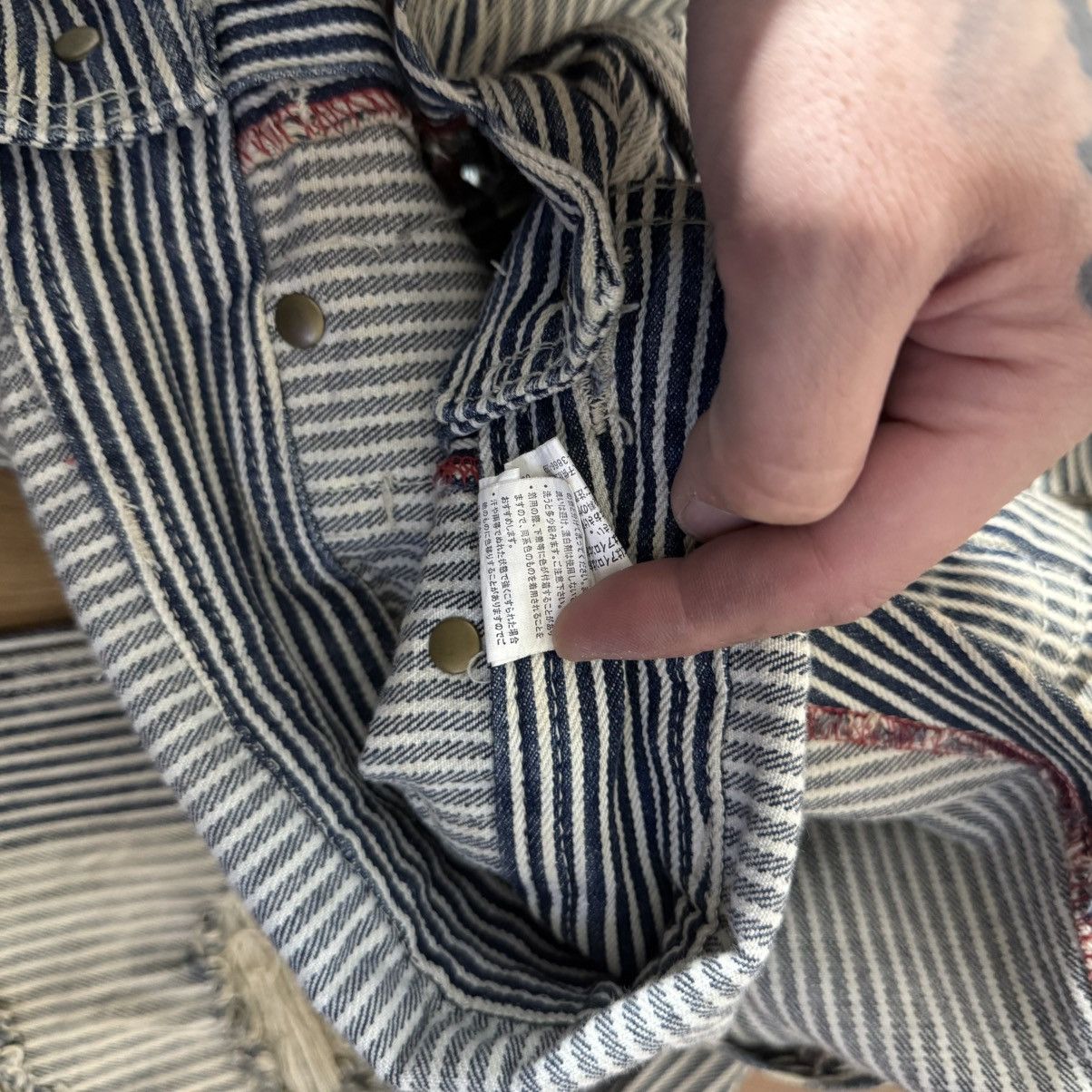 Japanese Brand × Vintage Japanese Vintage Striped Distressed Denim Jumpsuit (M) Size US 30 / EU 46 - 9 Thumbnail