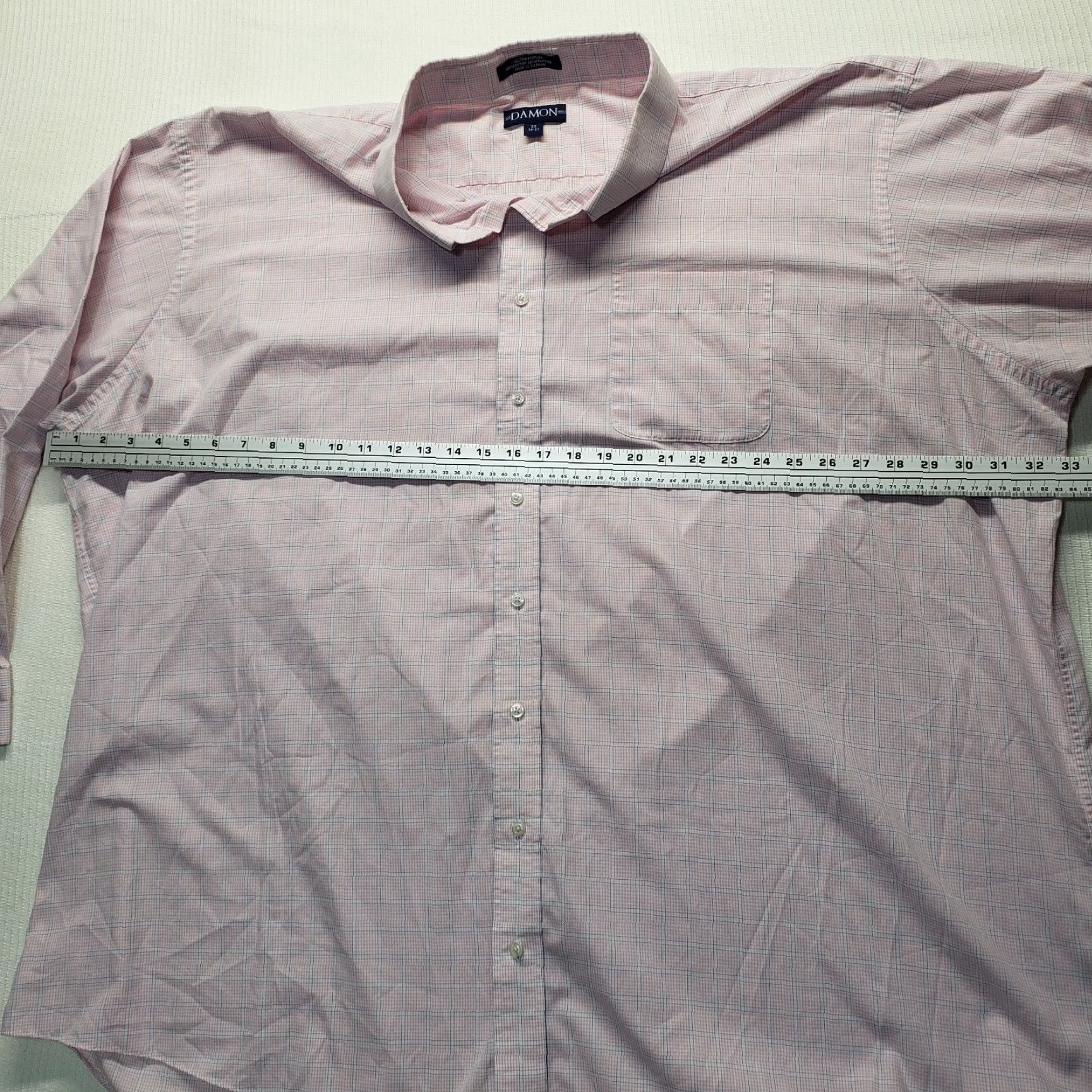 Pinko Damon Shirt Button-Up Long Sleeve Check Pink Adult Men 22 36-37 Big & Tall Collared Spread Casual Poplin Cotton Polyester Mens Size US XXL / EU 58 / 5 - 4 Thumbnail