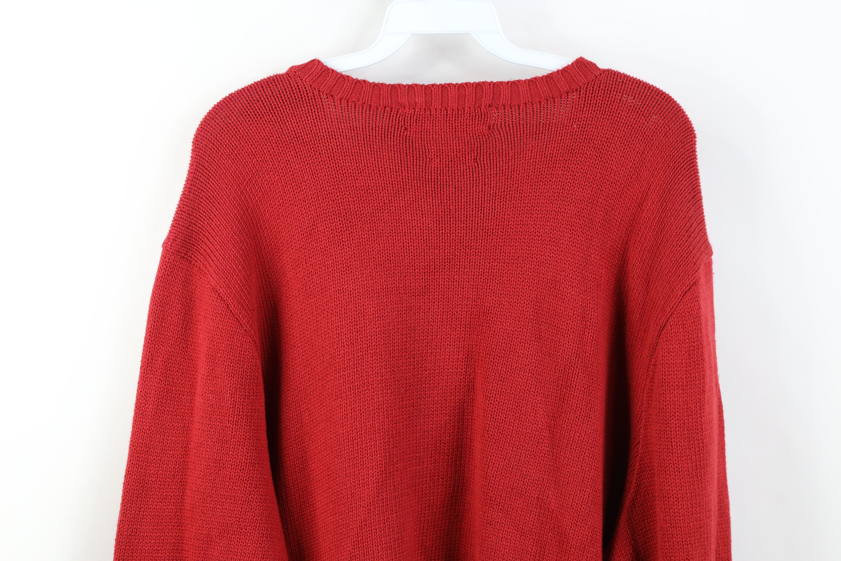Ralph Lauren Vintage 90s Ralph Lauren Cotton Knit V-Neck Sweater Red Size US XXL / EU 58 / 5 - 10 Thumbnail