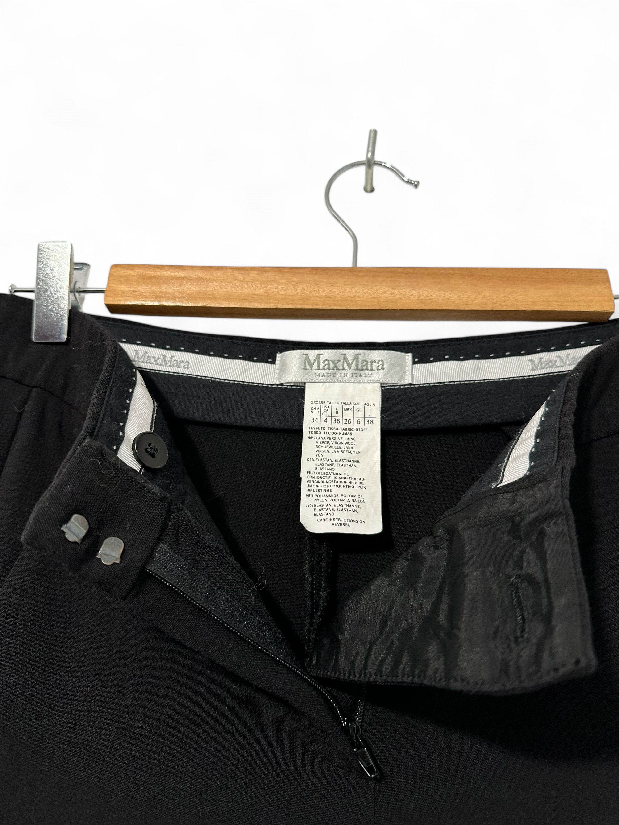 Max Mara Max Mara Black Solid Wool Pants US4 Size 27" / US 4 / IT 40 - 4 Thumbnail
