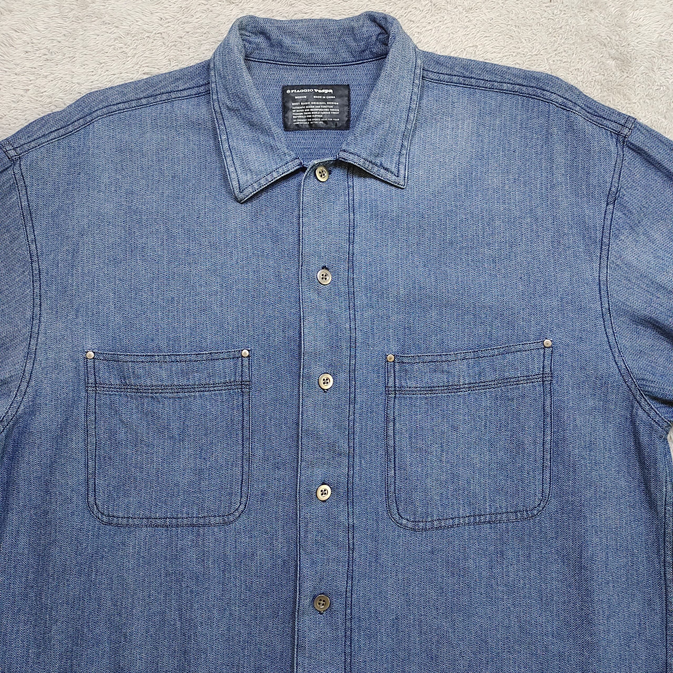 Vintage Piaggio Vespa button up shirt indigo jeans herringbone shirt Size US M / EU 48-50 / 2 - 2 Thumbnail