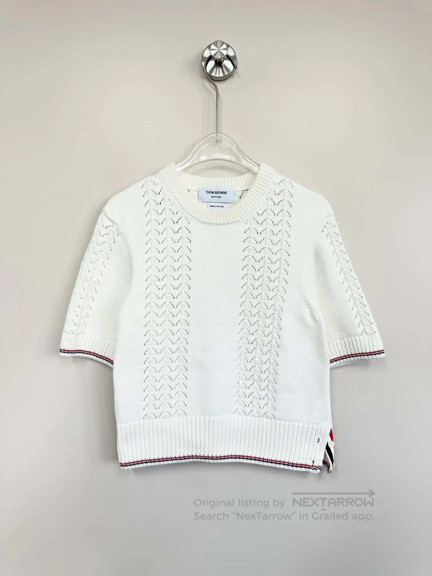 Thom Browne Thom Browne White Knit Short Sleeve| Size S / US 4 / IT 40 - 1 Thumbnail