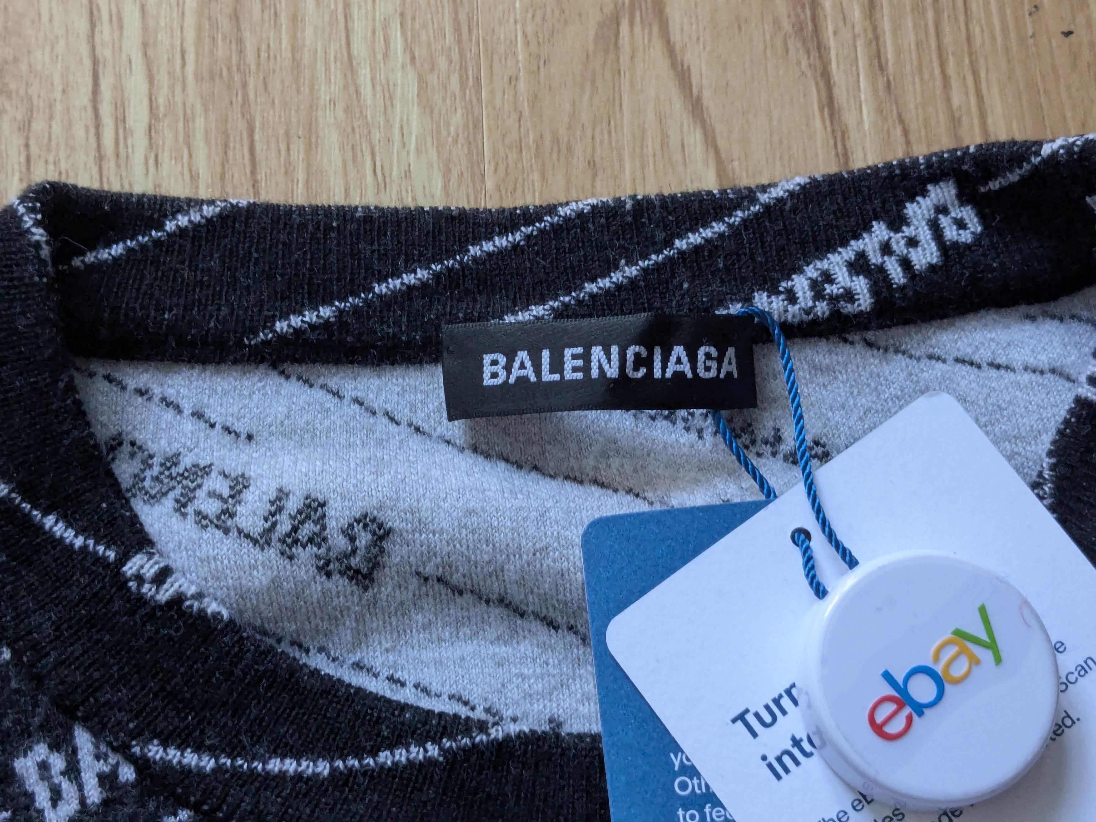 Balenciaga Balenciaga Sweater Jacquard Logo Black White Medium Size US M / EU 48-50 / 2 - 4 Thumbnail